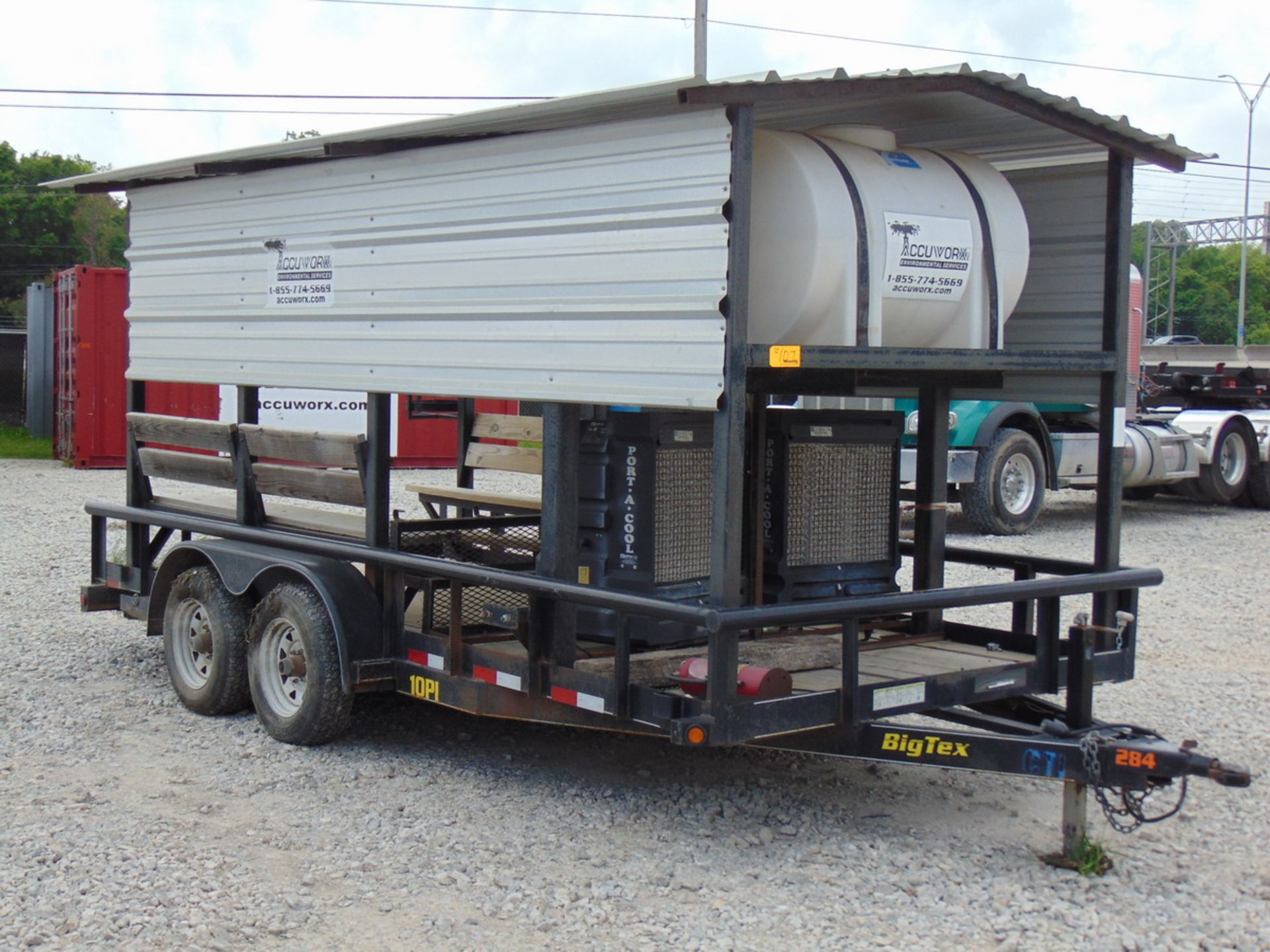 2012 Big Tex 10PI-16BK 16' T/A Pipe Top Utiliy Trailer Outfitted w/ Cool Down Shed - (2) Port-A-Cool