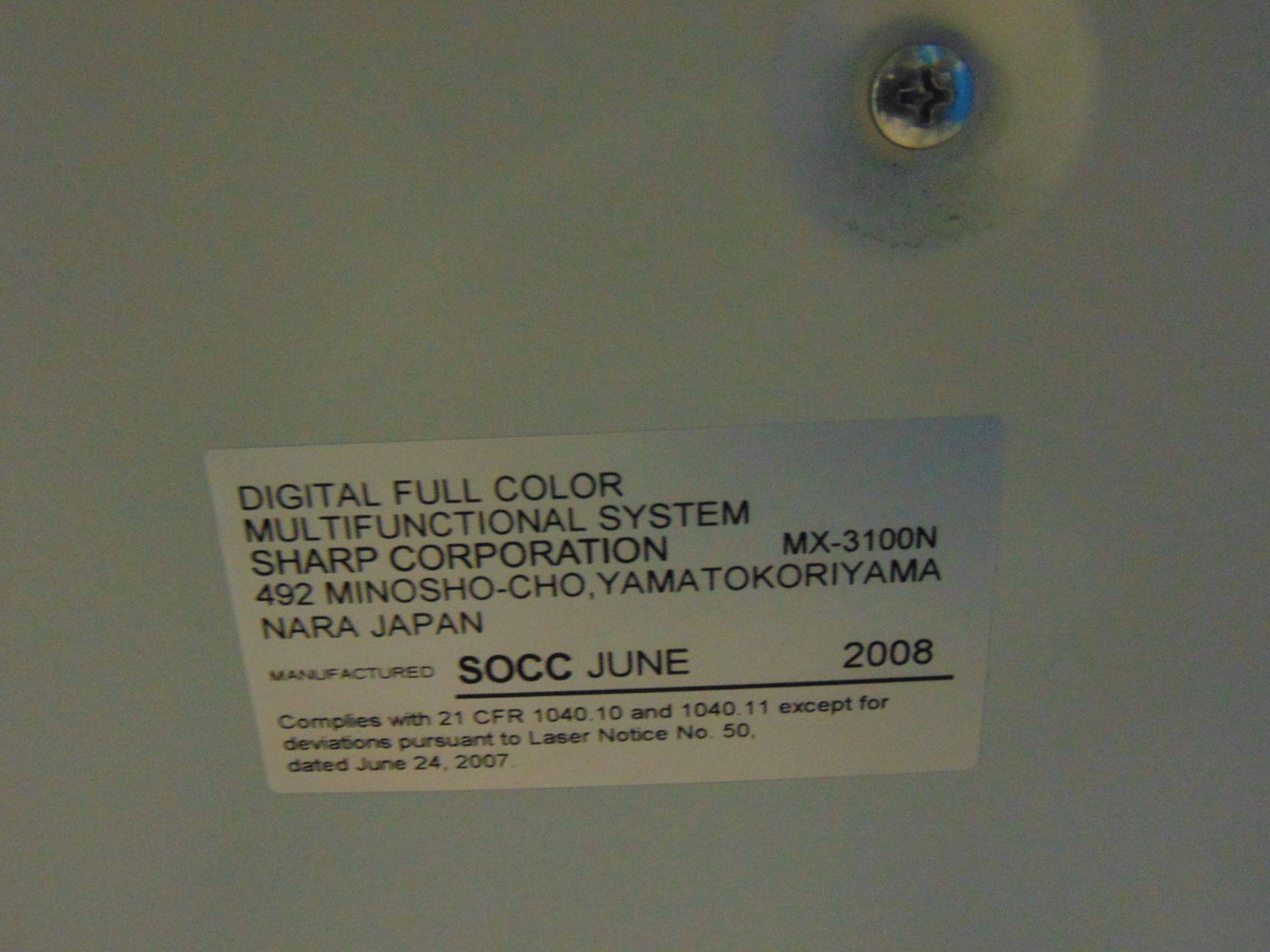 2008 Sharp MX-3100N Multifunction Color Printer / Copier / Scanner - Image 4 of 4