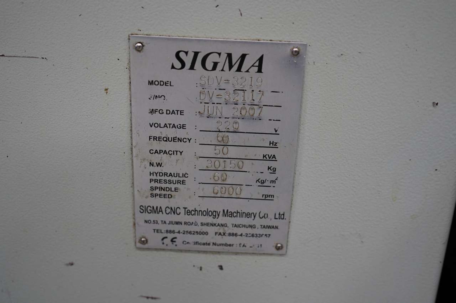 2007 Sigma SDV-3219 Double Column CNC Vertical Machining Center - Image 11 of 11