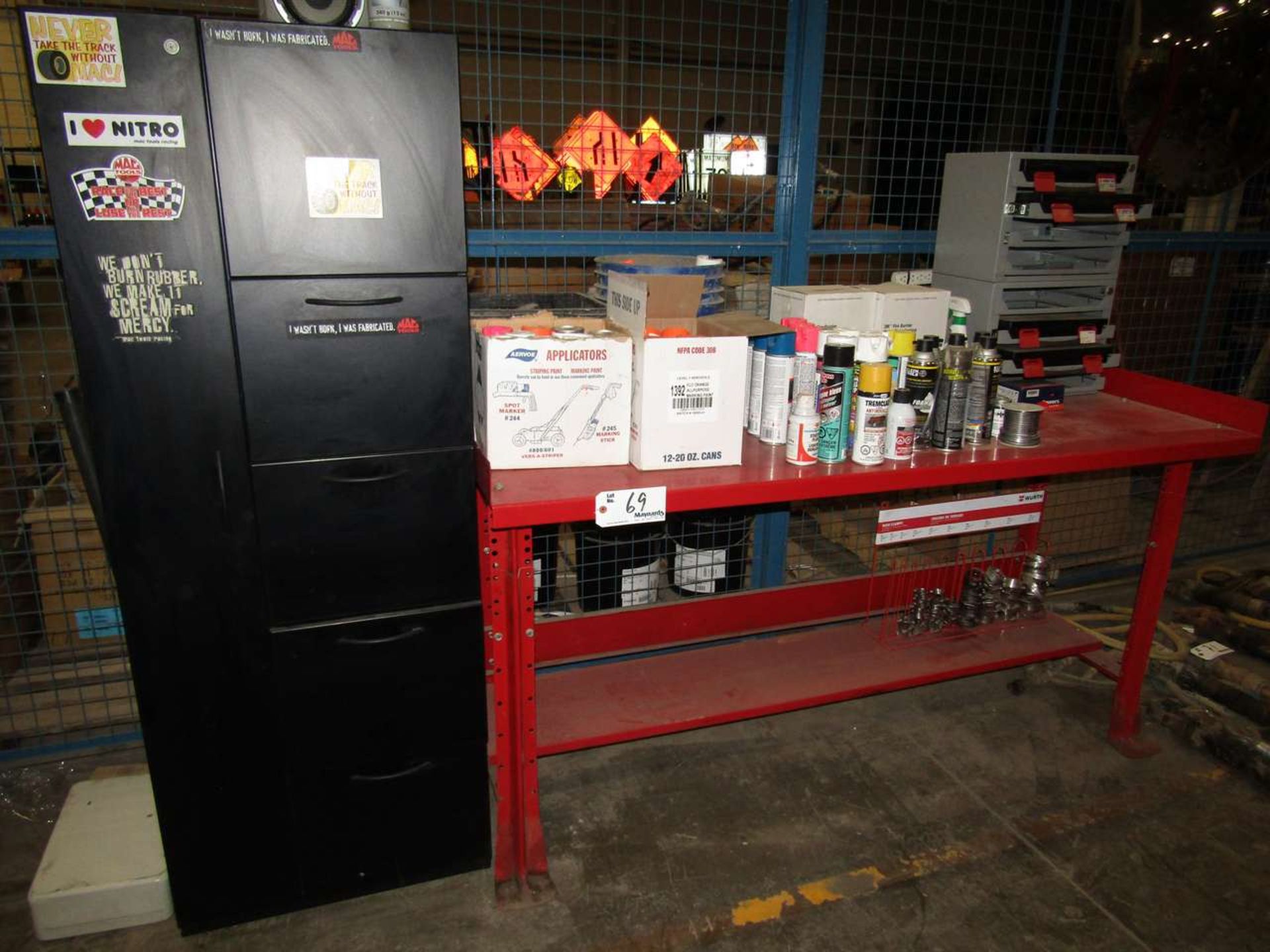 Red Work Bench and Cabinet