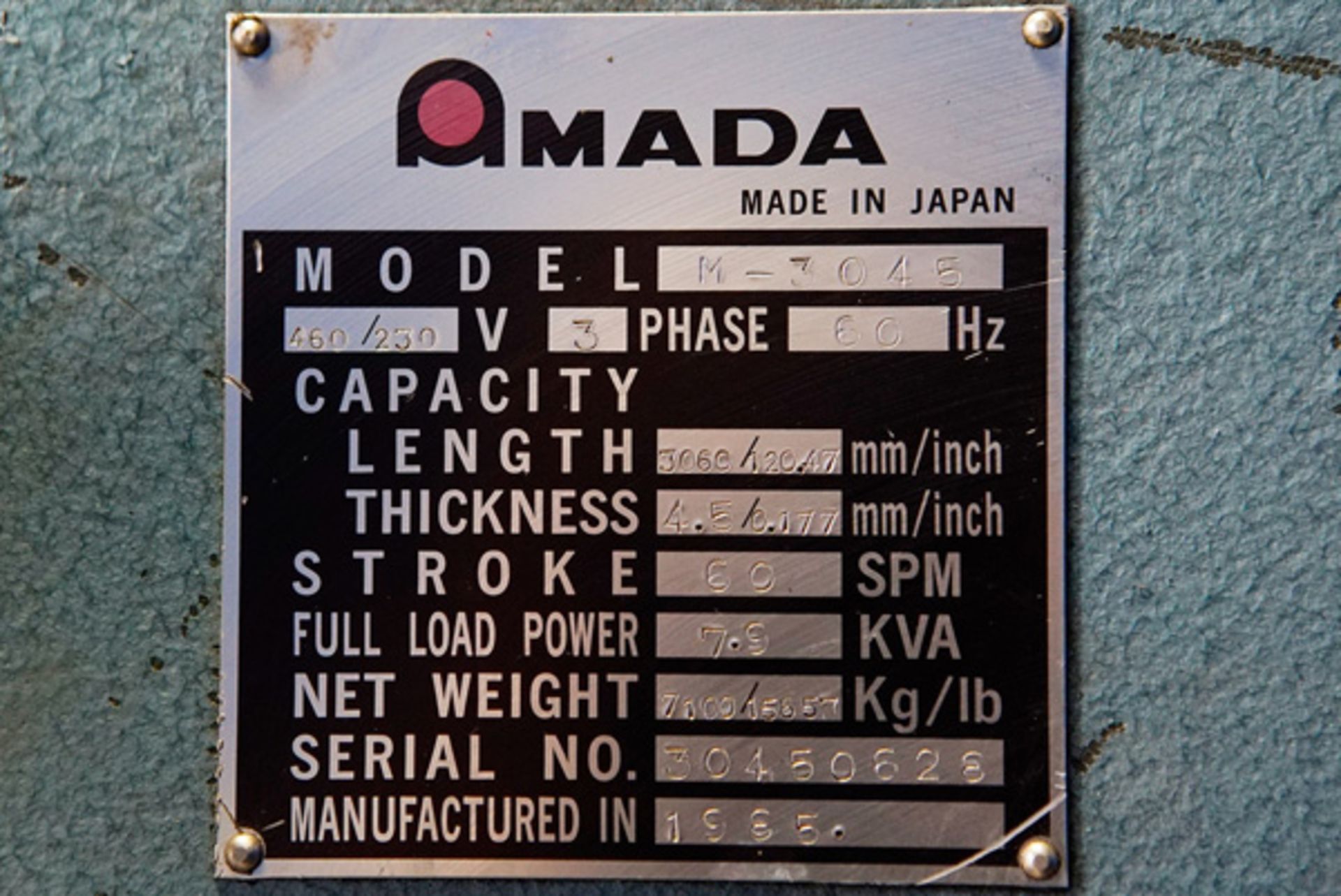 Amada Power Shear, 3/16" x 10', Mdl: M-3045, S/N: 30450628, Located In: Huntington Park, CA - Image 8 of 9