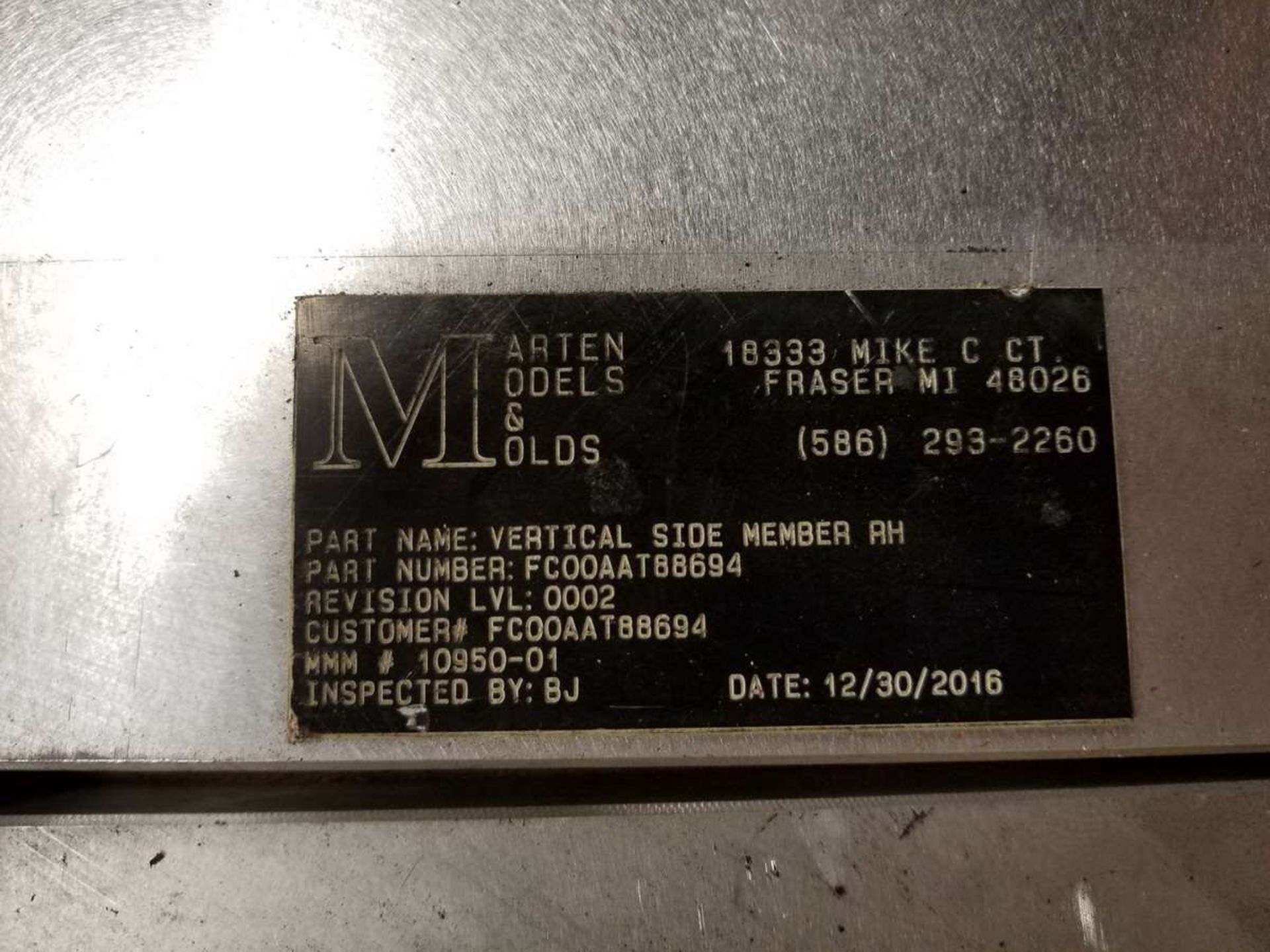 (3) Martin Models & Molds Aluminum CMM Side Plates. - Image 2 of 4