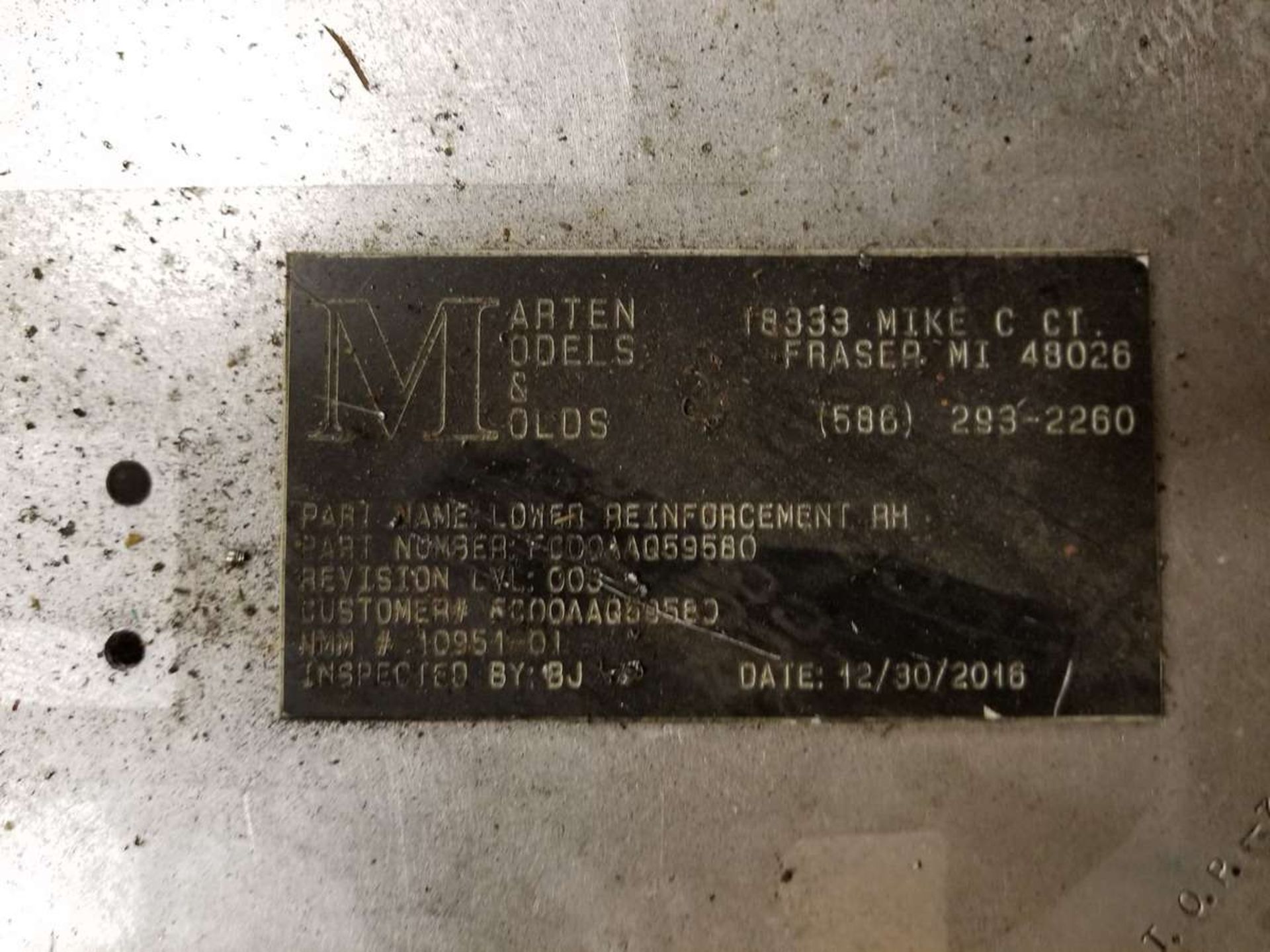 (3) Martin Models & Molds Aluminum CMM Side Plates. - Image 3 of 4