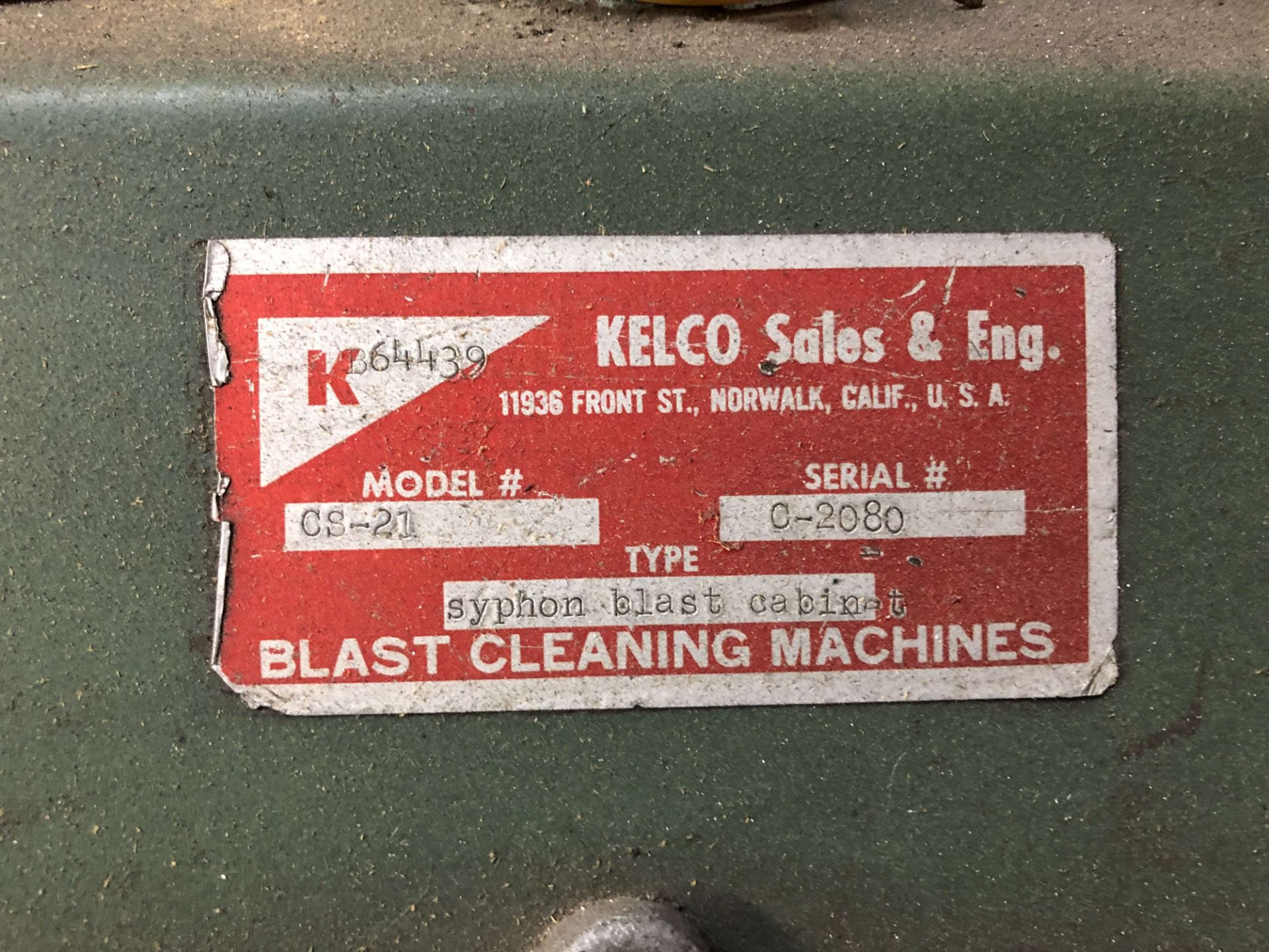 Kelco Syphon Blast Cabinet, Model CS-21, 1/2 HP Baldor Motor, S/N C-2080 - Image 4 of 4