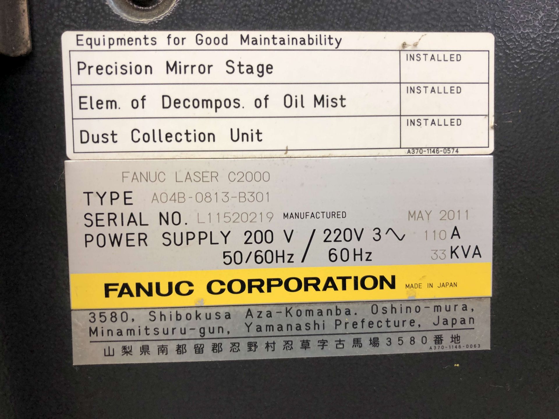 2011 Amada Quattro 2,000-Watt CO2 CNC Laser, 4' x 4' Table, Fanuc AF2000E Resonator (Approx. 23, - Image 8 of 17