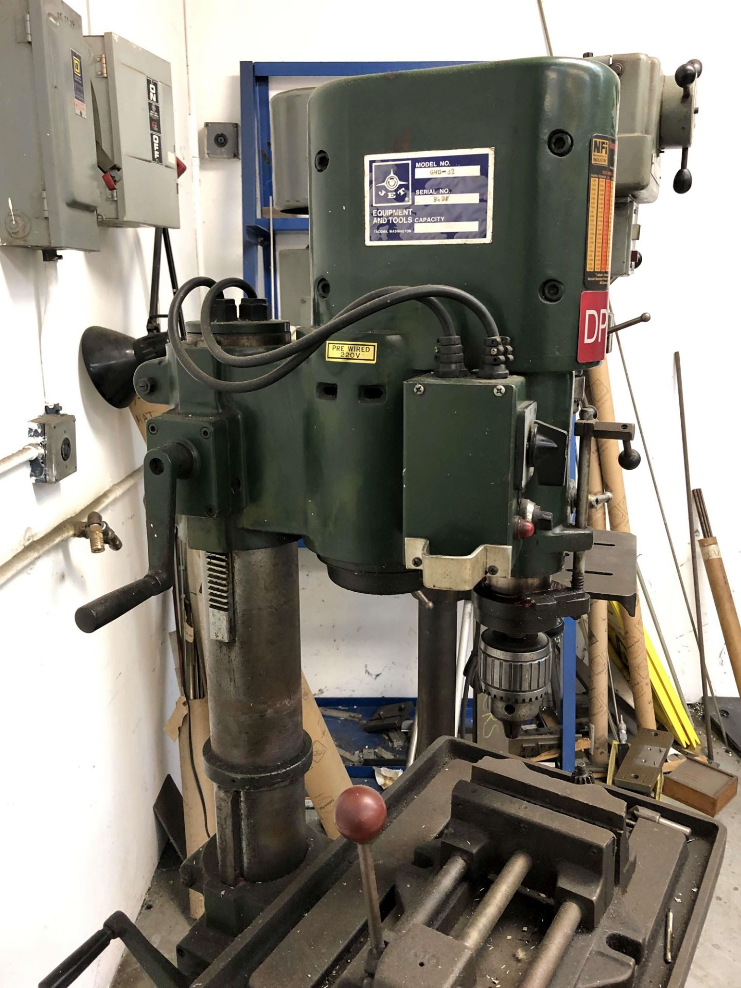 Jet 18" Floor Drill Press w/ Vise, Traveling Head, Model GHD-32, 100 to 2900 RPM - Image 3 of 4