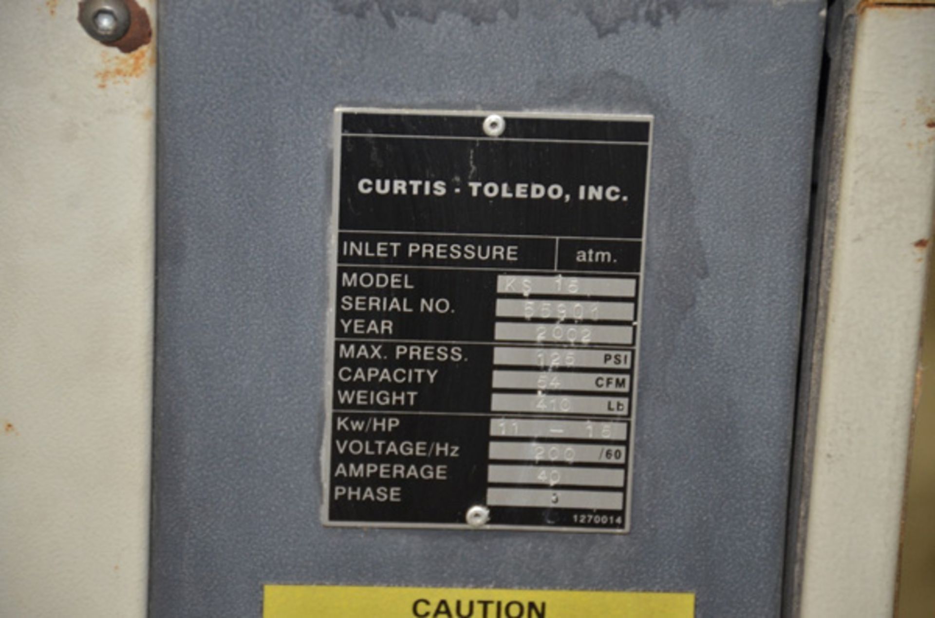 2002 Curtis, Mdl: KS-15 Air Dryer, S/N: 55901, 200 Voltage - Image 6 of 6