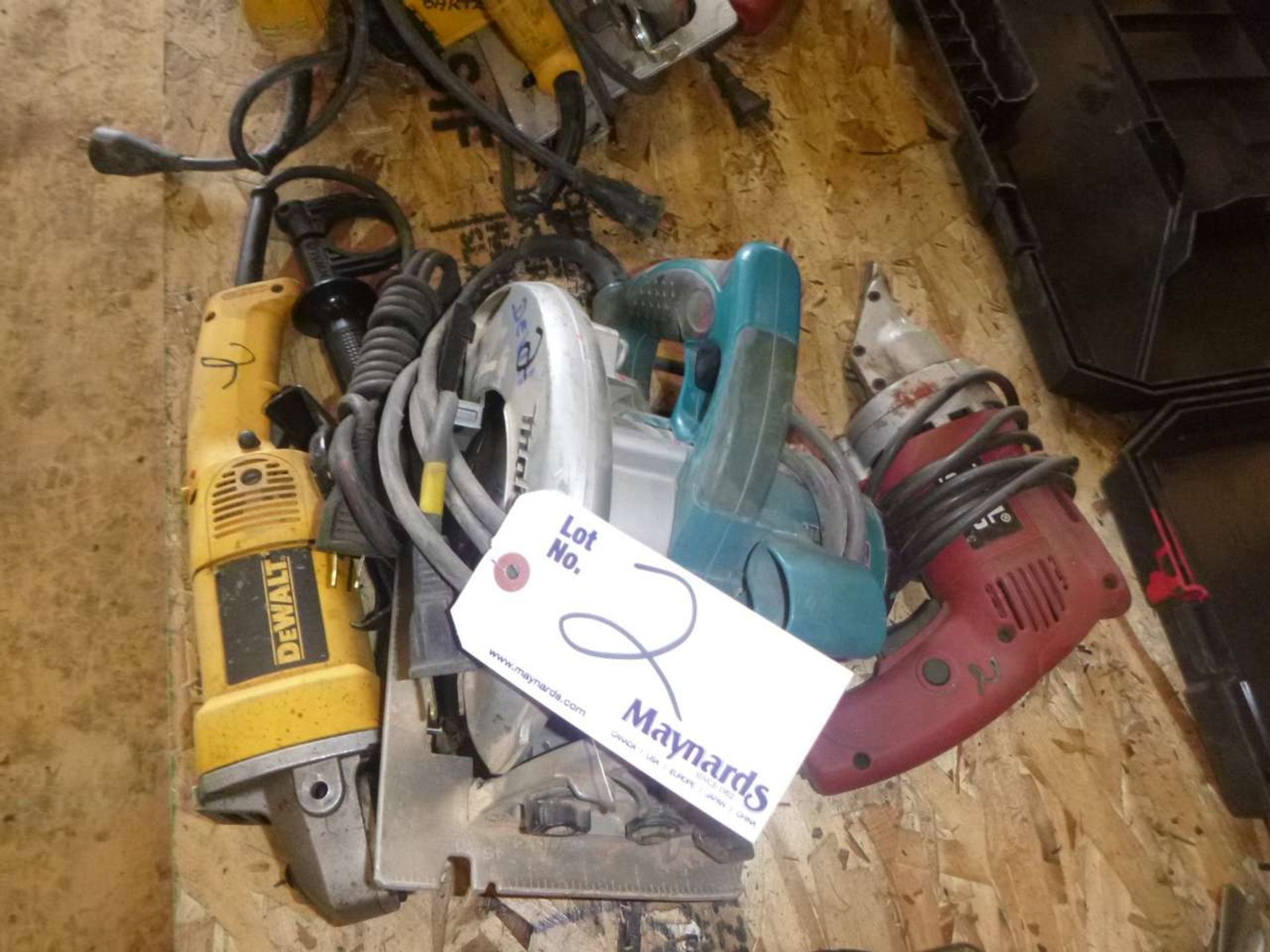 Shop Tool Electric Shear, Makita Skil Saw and Dewalt Grinder