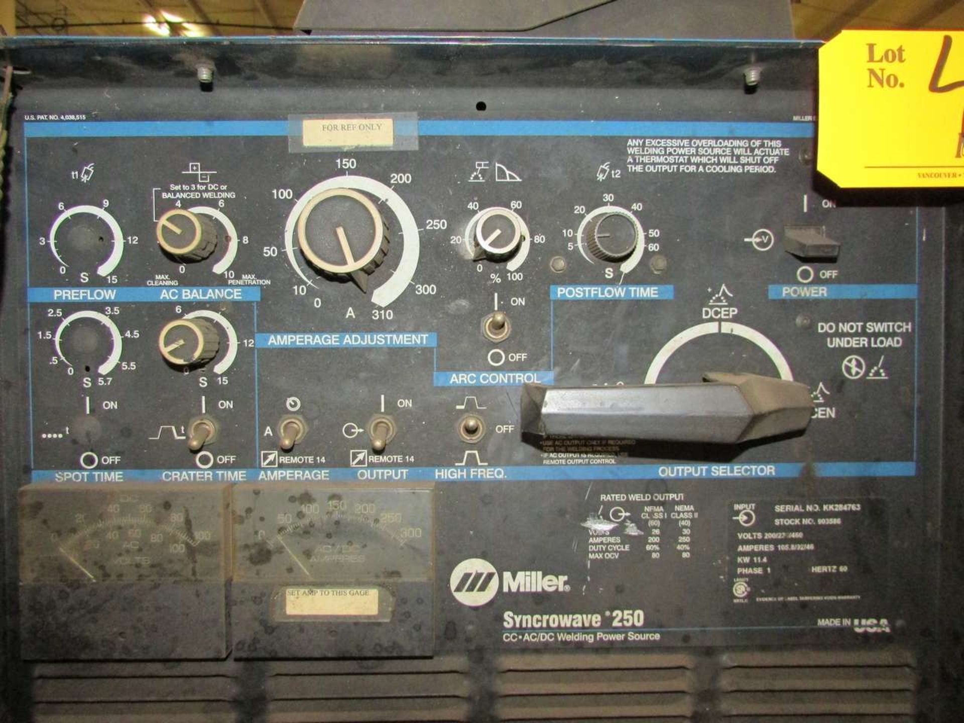 Miller Syncrowave 250 CC AC/DC Welding Power Source - Image 3 of 5