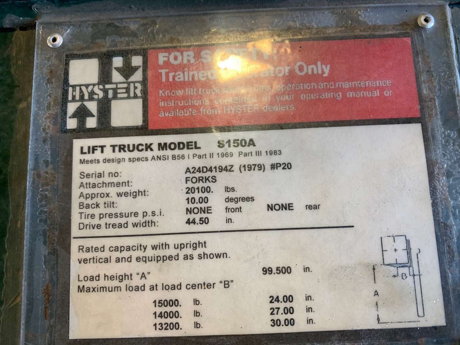 1979 Hyster S150A 15,000lb Propane Forklift - Image 3 of 3