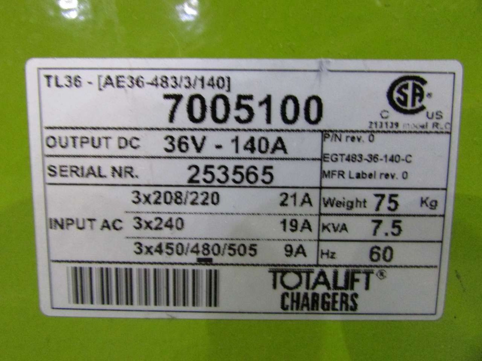 Total Lift Chargers TL-36 36V Battery Charger - Image 3 of 3