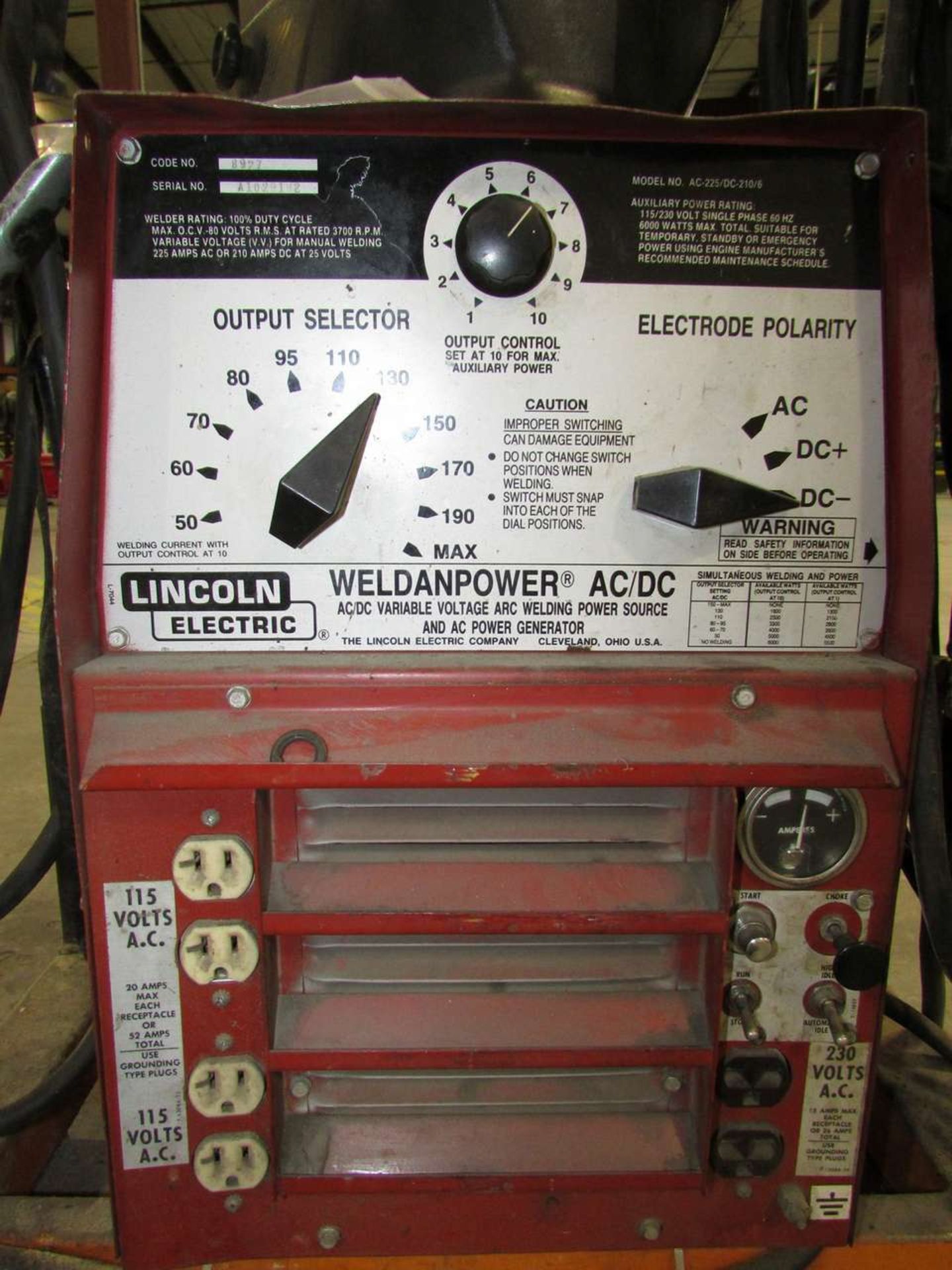 Lincoln Electric AC-225/DC-210/6 AC/DC Variable Voltage Arc Welding Power Source - Image 2 of 5