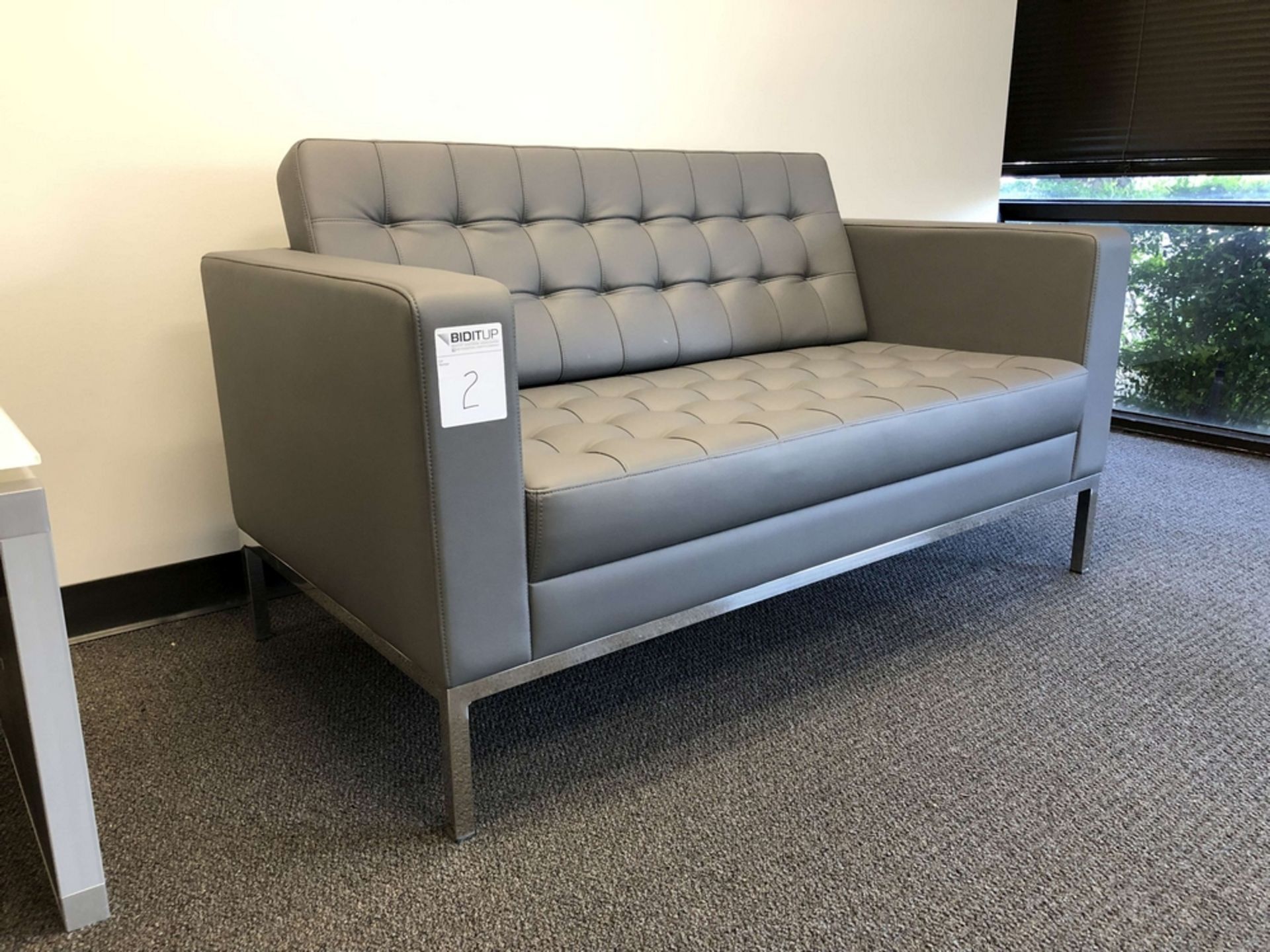 Piazza Office Waiting Room Leather Loveseat (Grey)