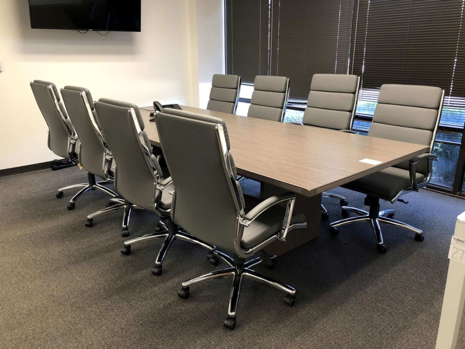 Conference Table (10' L x 47-1/4" W x 30"H), (8) Boss CaressoftPlus High-Back Executive Office