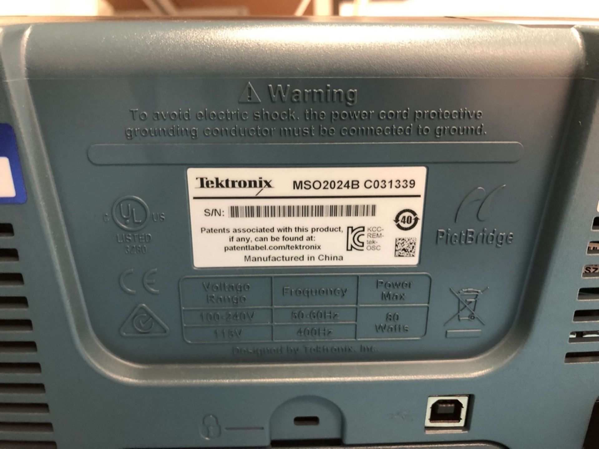 Tektronix MSO2024B Mixed Signal Oscilloscope, 200 MHz, 1 GS/s, 4+16-Channel, (4) TPP0200 Passive - Image 9 of 10