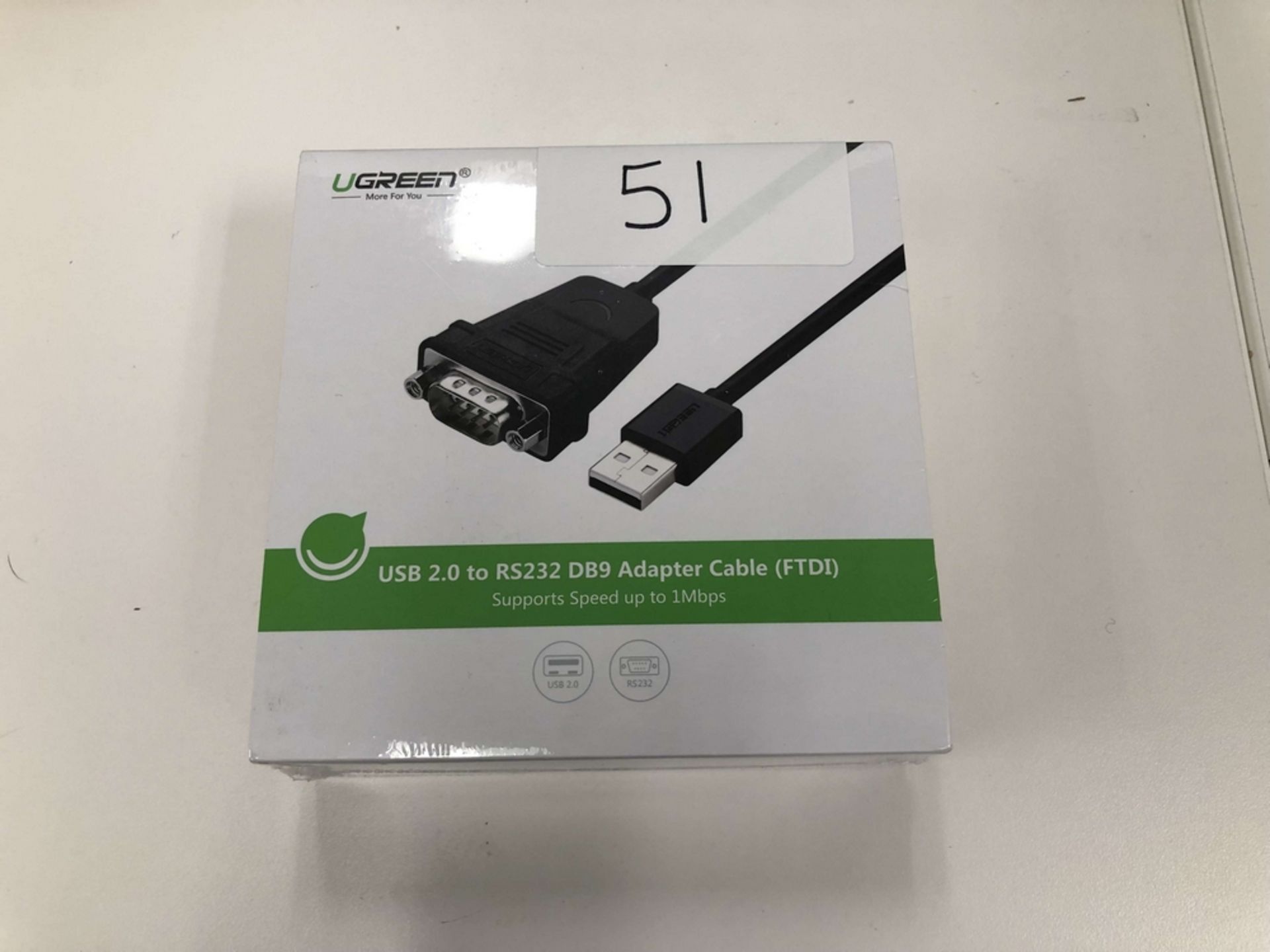 Ugreen USB 2.0 to RS232 DB9 Adaptable Cable (FTDI), New in Box - Unopened