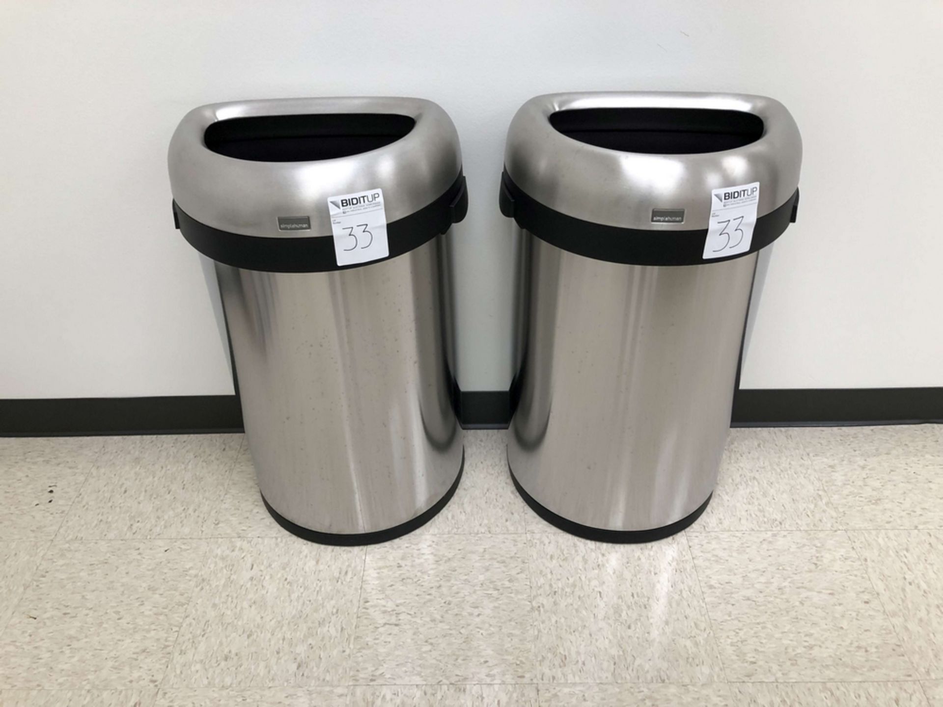 Simplehuman 16 Gallon S/S Half Round Open Top Trash Can, Liner Code P - Image 2 of 2