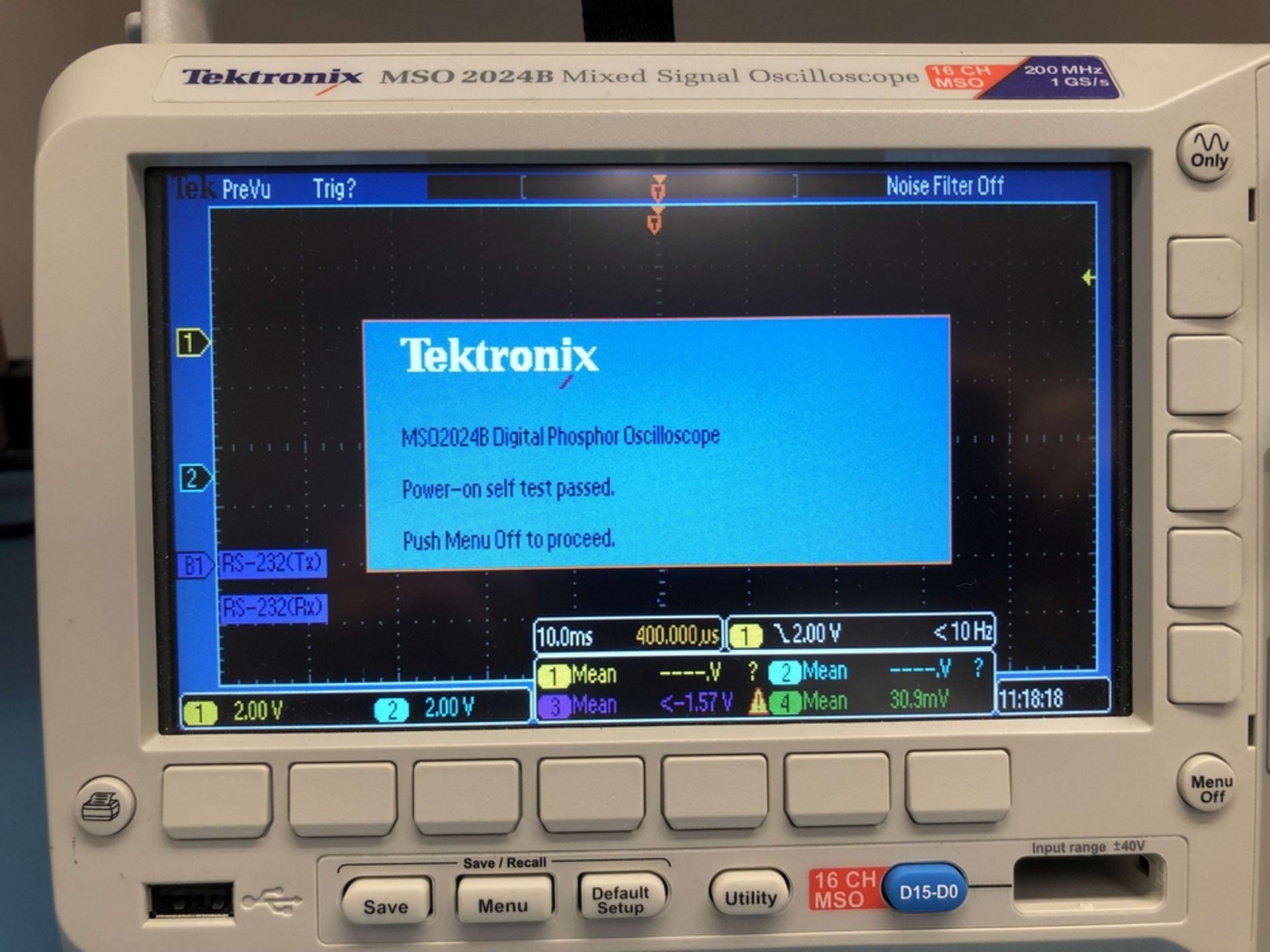 Tektronix MSO2024B Mixed Signal Oscilloscope, 200 MHz, 1 GS/s, 4+16-Channel, (4) TPP0200 Passive - Image 7 of 10