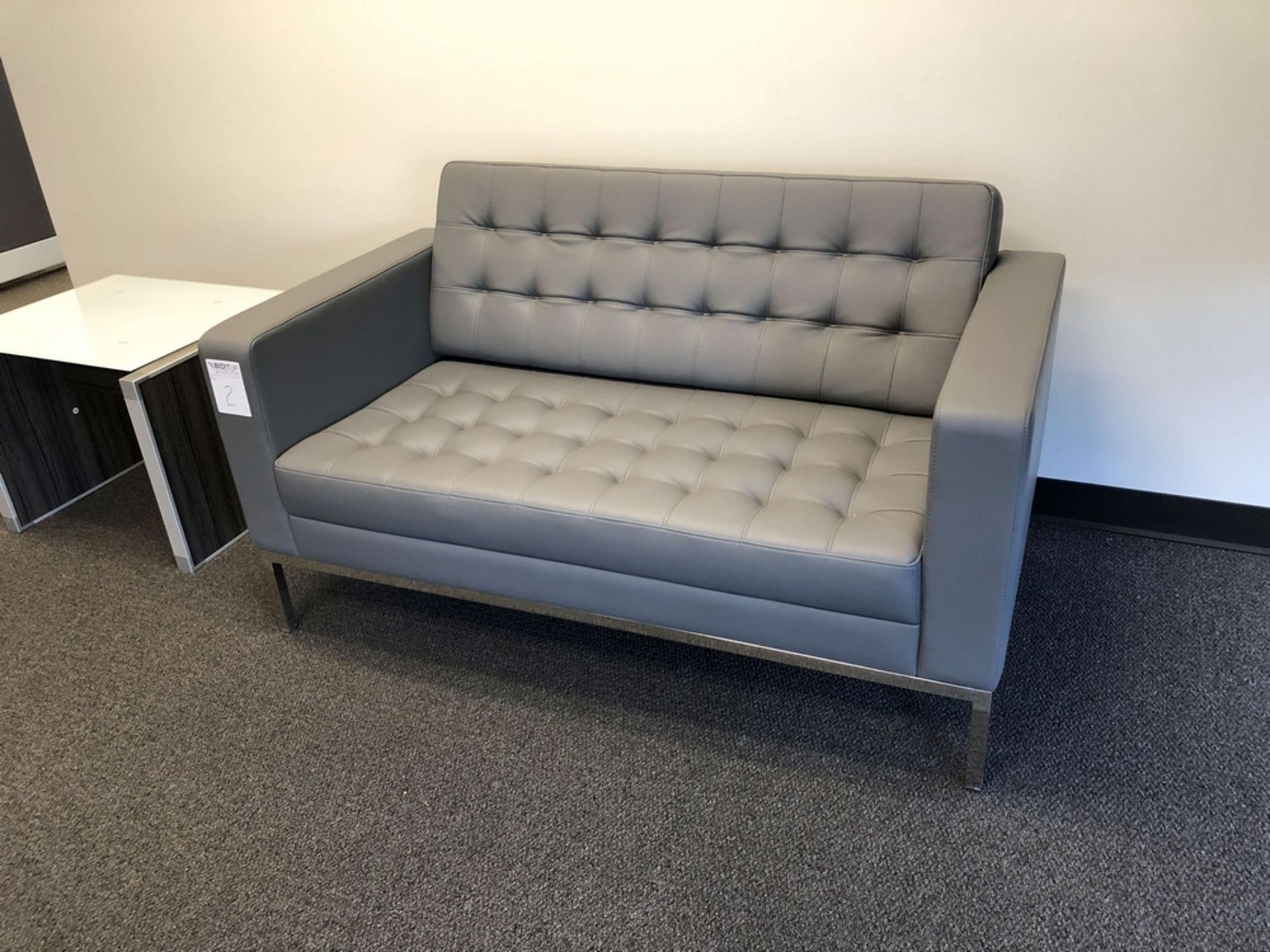 Piazza Office Waiting Room Leather Loveseat (Grey) - Image 2 of 2