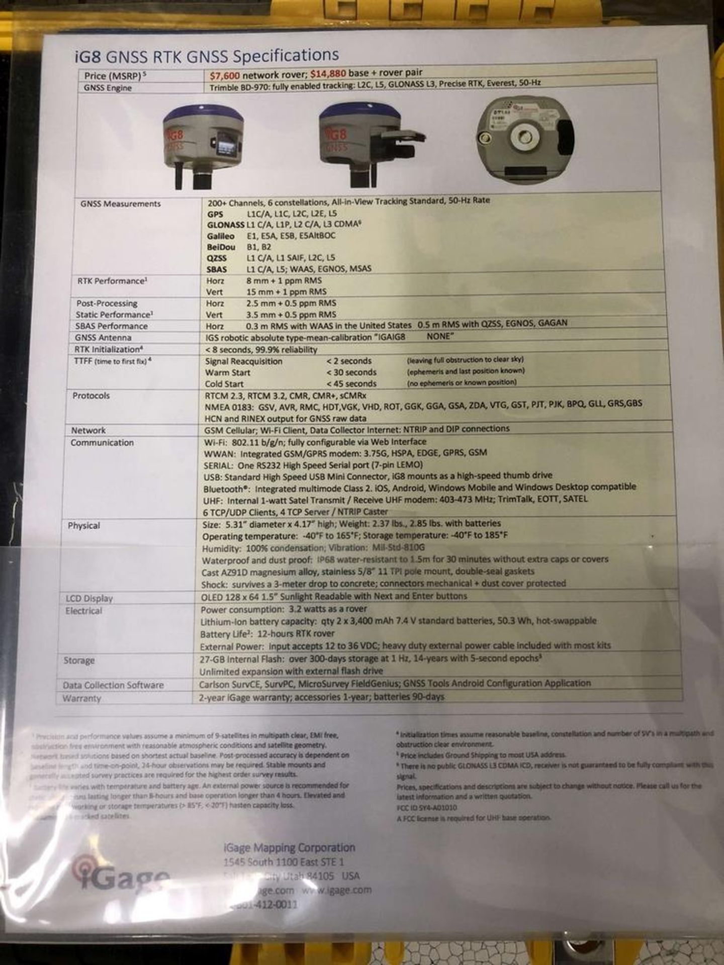 iGage iG8 RTK GNSS Base + Rover - Image 2 of 14