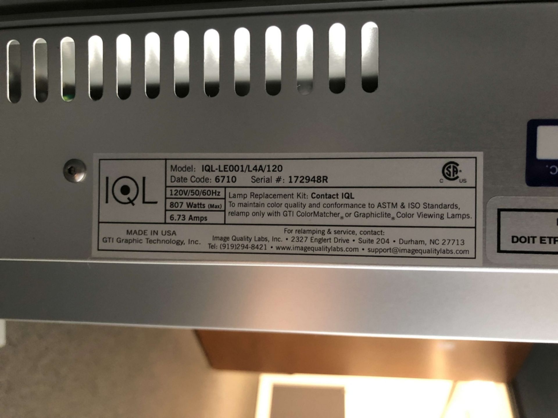 Image Quality Labs Test Equipment: (2) Reflective Test Chart Lighting Systems, Model IQL-LE001/L4A/ - Image 3 of 19