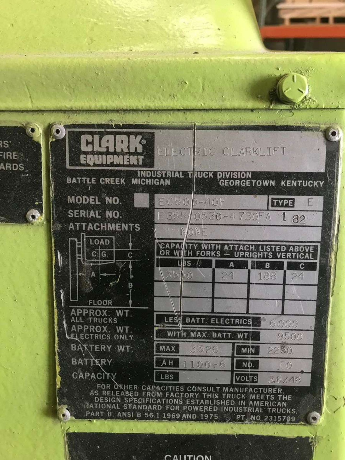 Clark EC500-40F Electric Forklift - Image 12 of 13