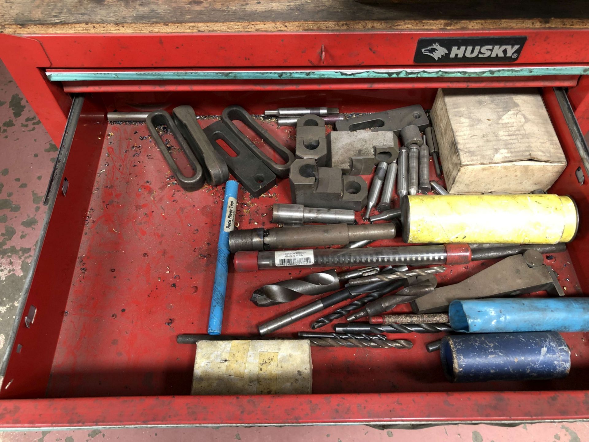 Husky Tool Chest w/ Contents (Unibor Cobalt Cutters, Square & Hexagon 5C Collet Closers, Bore, - Image 10 of 12