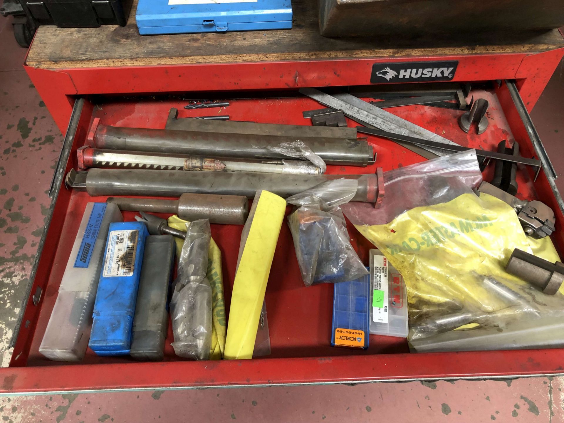 Husky Tool Chest w/ Contents (Unibor Cobalt Cutters, Square & Hexagon 5C Collet Closers, Bore, - Image 9 of 12