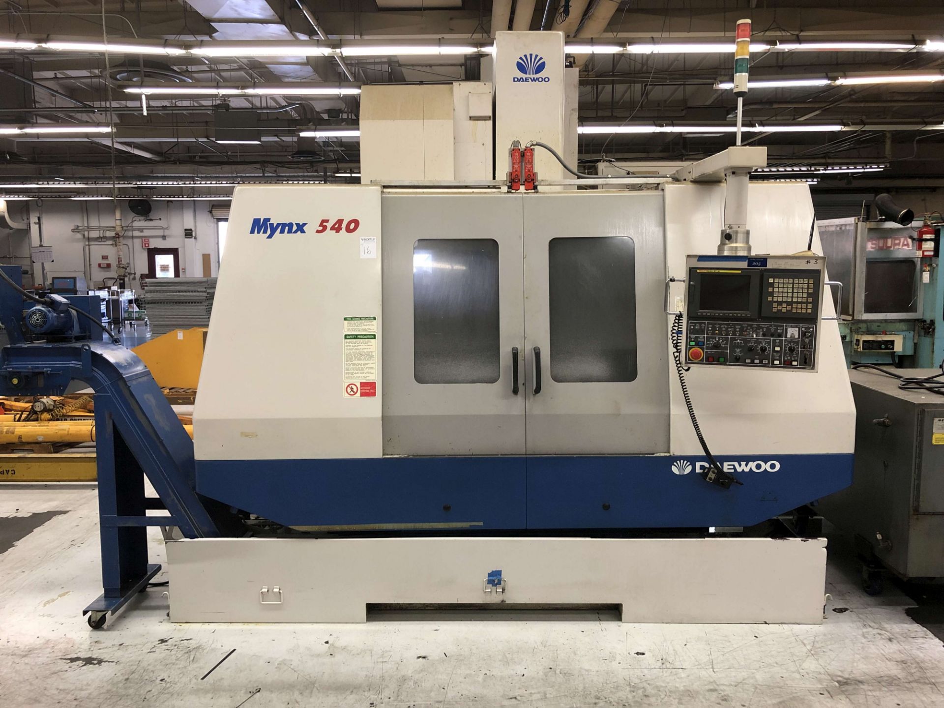 2001 Daewoo Mynx 540 Vertical Machining Center, X=40”, Y=20”, Z=24.61”, 8000 RPM, 40 Taper, 19-5/