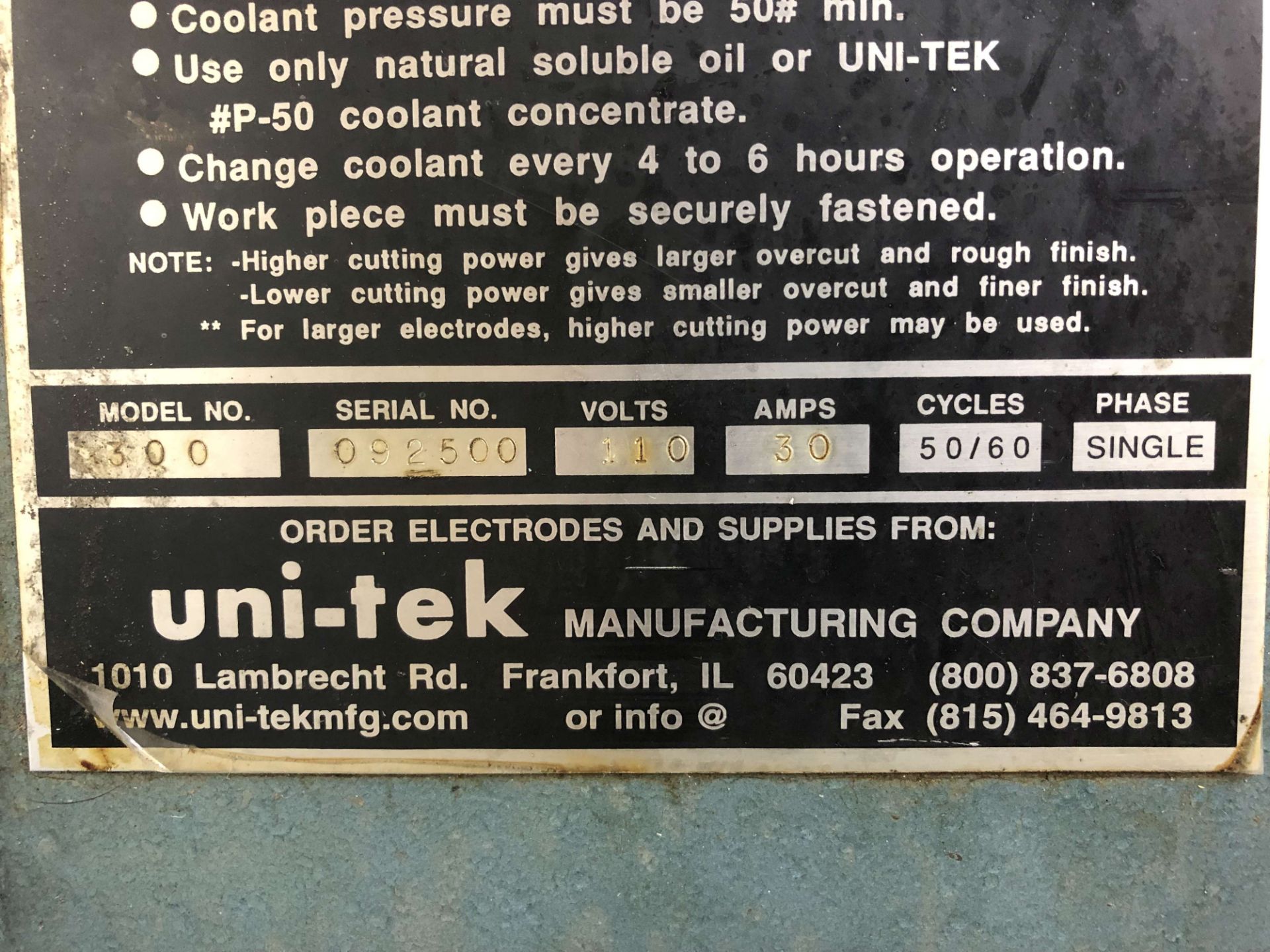 Uni-Tek Tap Disintegrator, Model 300, S/N 92500 [Located @ 1700 Business Center Drive, Duarte, CA - Image 6 of 7