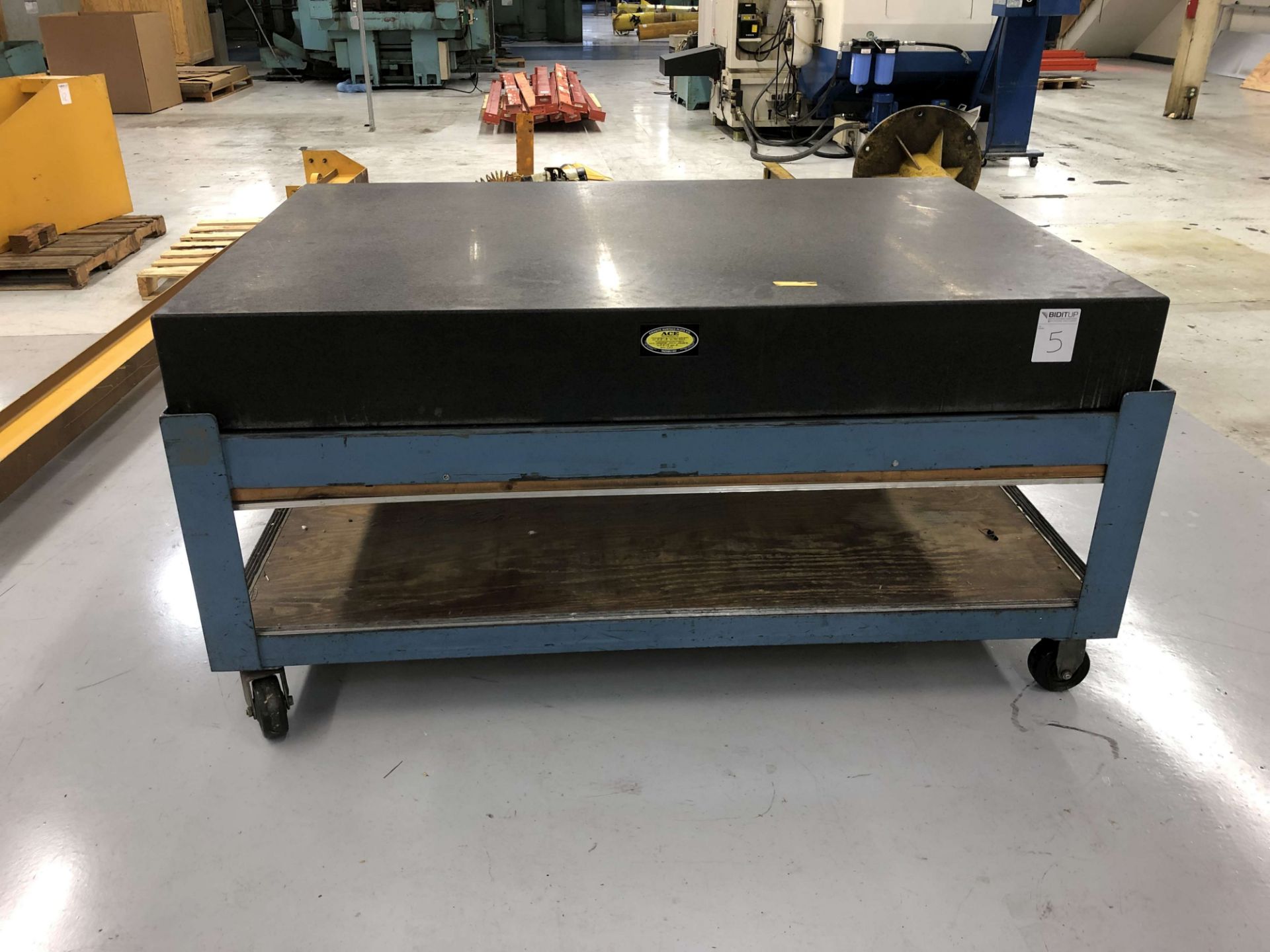 6' x 4' x 8" Thick Granite Surface Plate on Roller Stand [Located @ 1700 Business Center Drive,