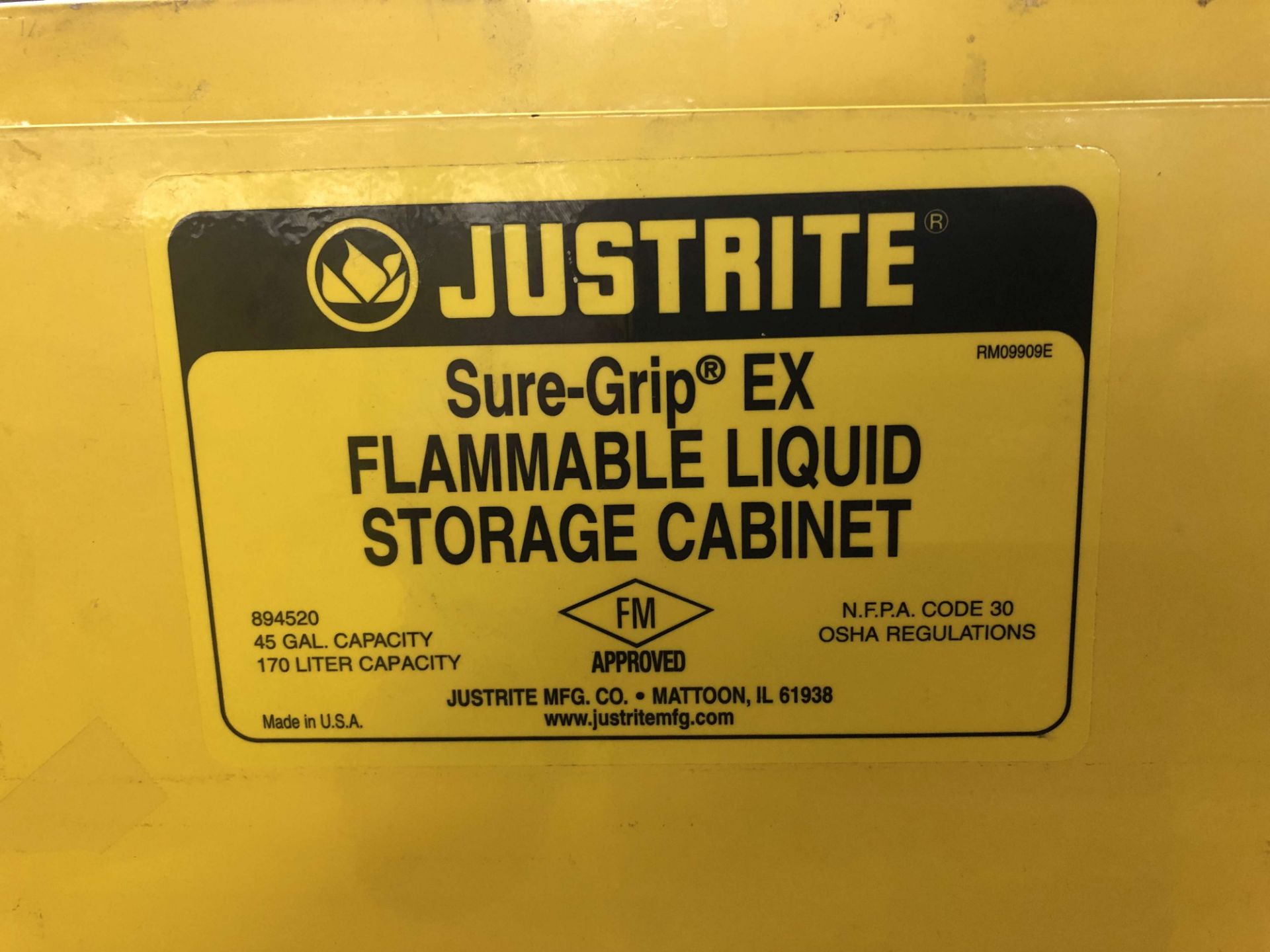 Justrite Sure-Grip EX Flammable Liquid Storage Cabinet (43" W x 18" D x 65" H), Model 894520, 45 - Image 2 of 2