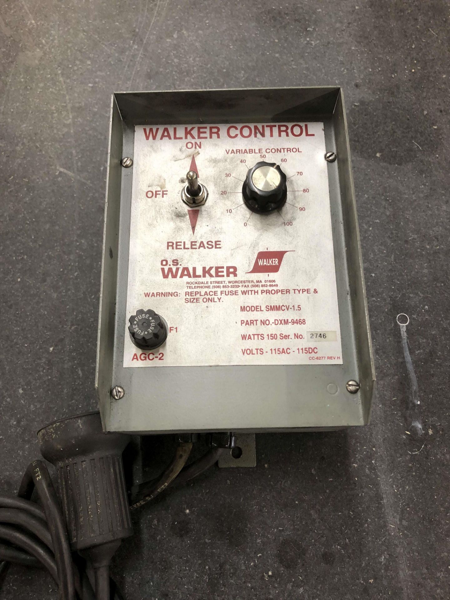 Walker LBP 5" x 12" Electromagnetic Chuck; Walker SMMCV-1.5 Control [Located @ 1700 Business - Image 3 of 3