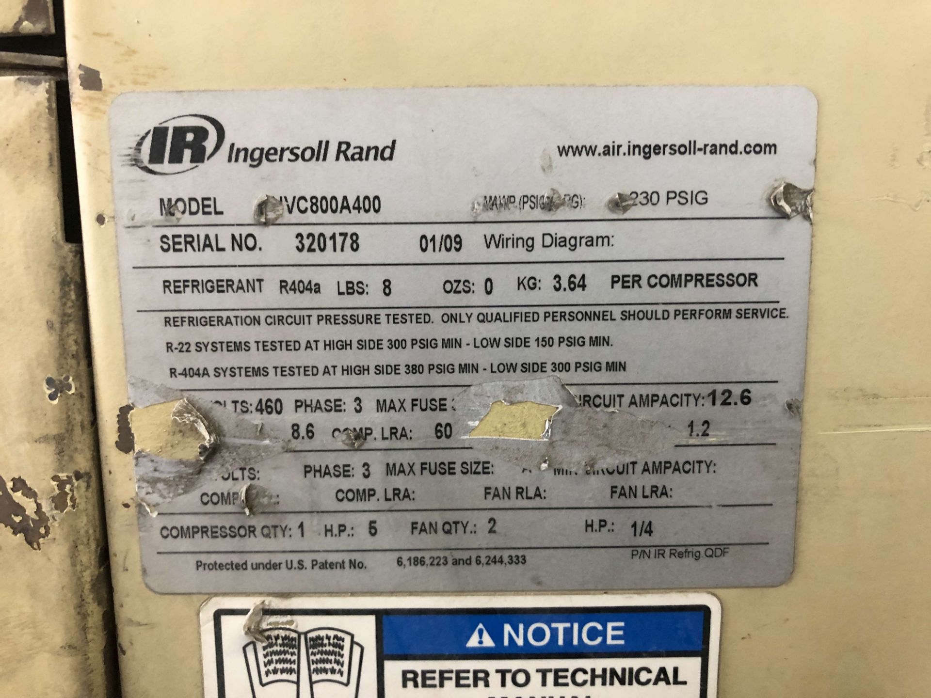 Ingersoll Rand Air Dryer, Model NVC800A400, 230 PSIG, S/N 320178 [Located @ 1700 Business Center - Image 4 of 4