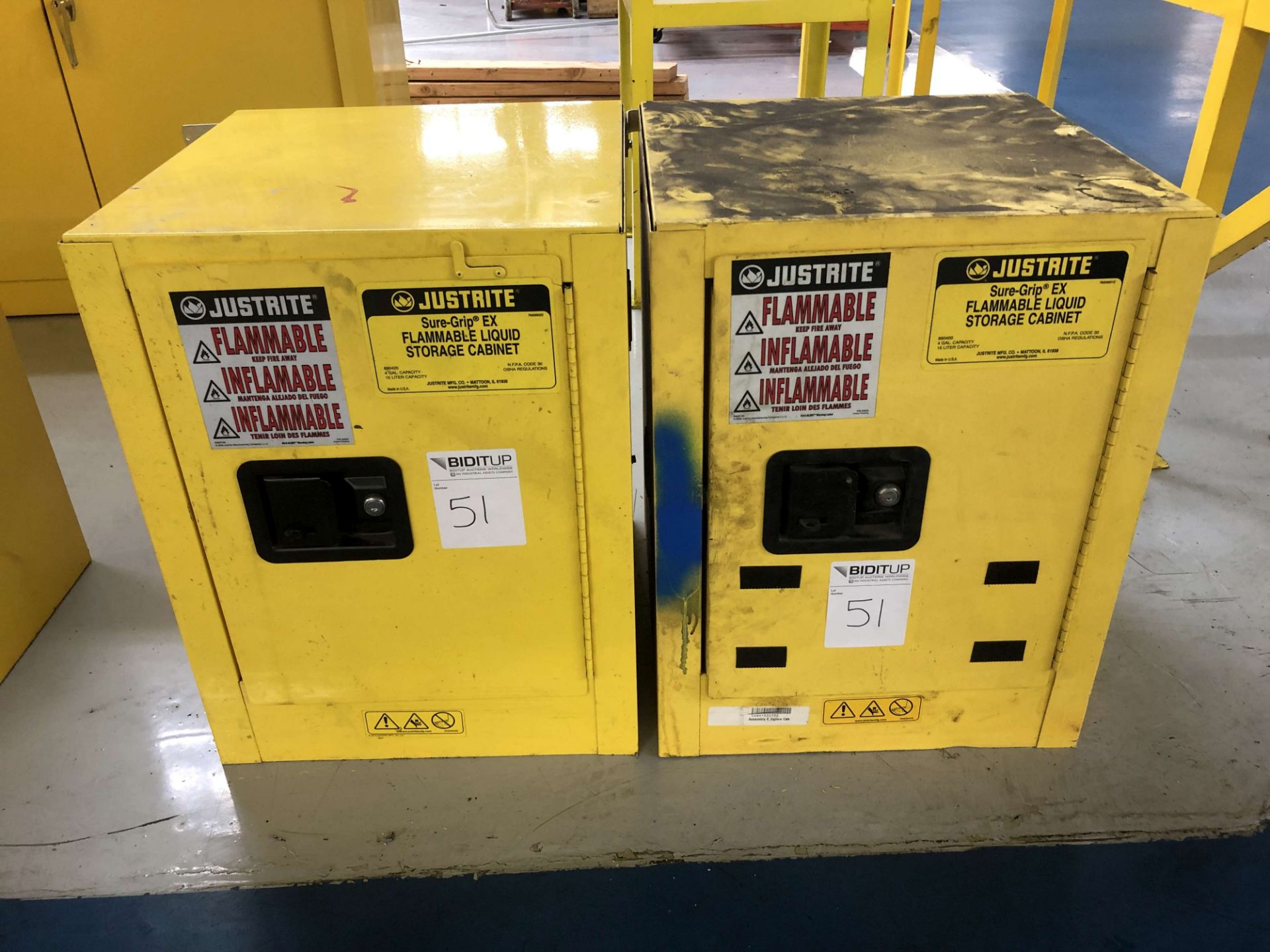 (2) Justrite Safety Storage Cabinets (17" W x 17" D x 22" H), Model 890420, 4 Gallon Cap.; w/ (2) - Image 2 of 3