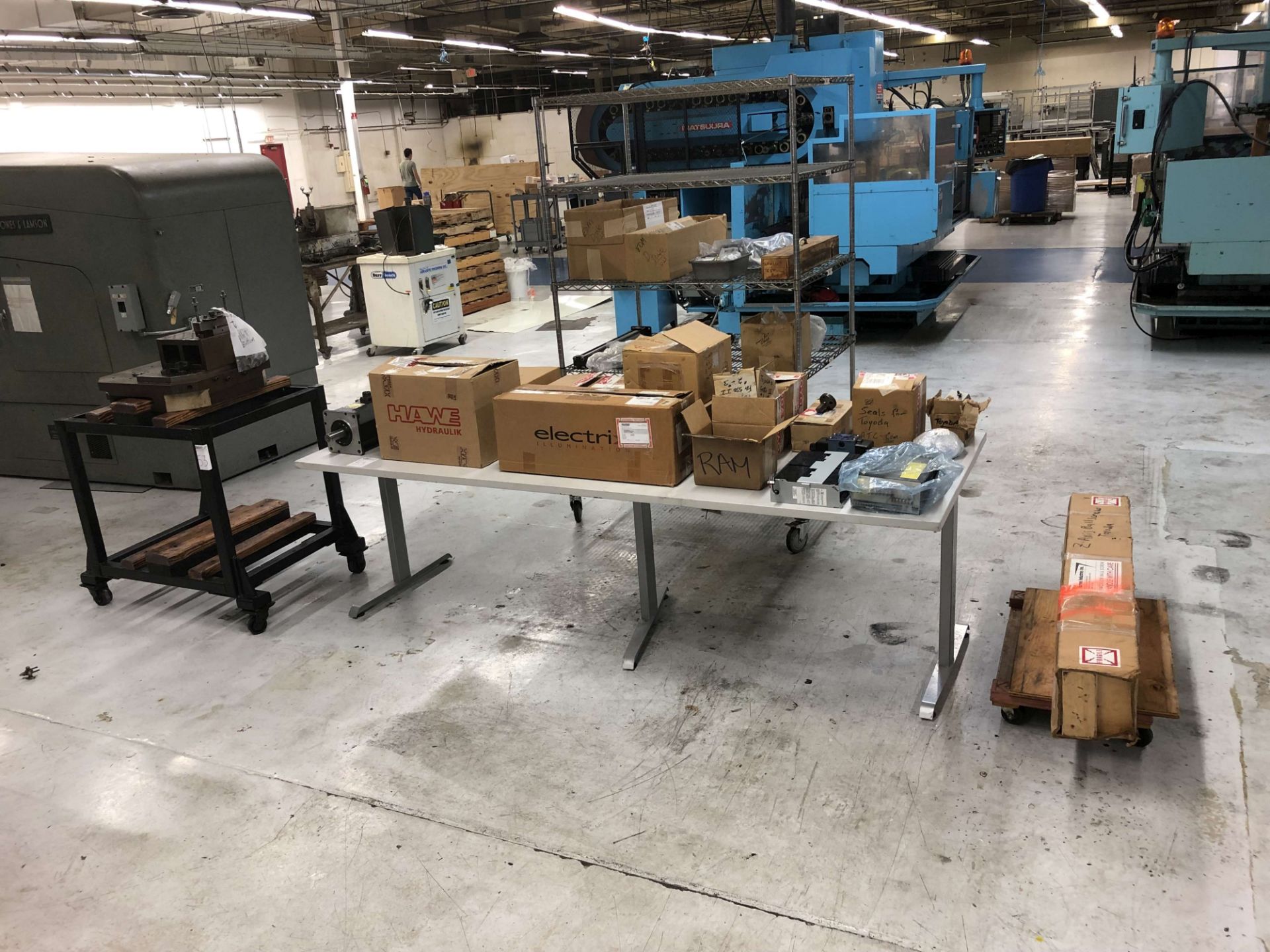 Spare Toyoda Parts, Toyoda Pallet, Table & Shelf w/ All Associated Parts [Located @ 1700 Business