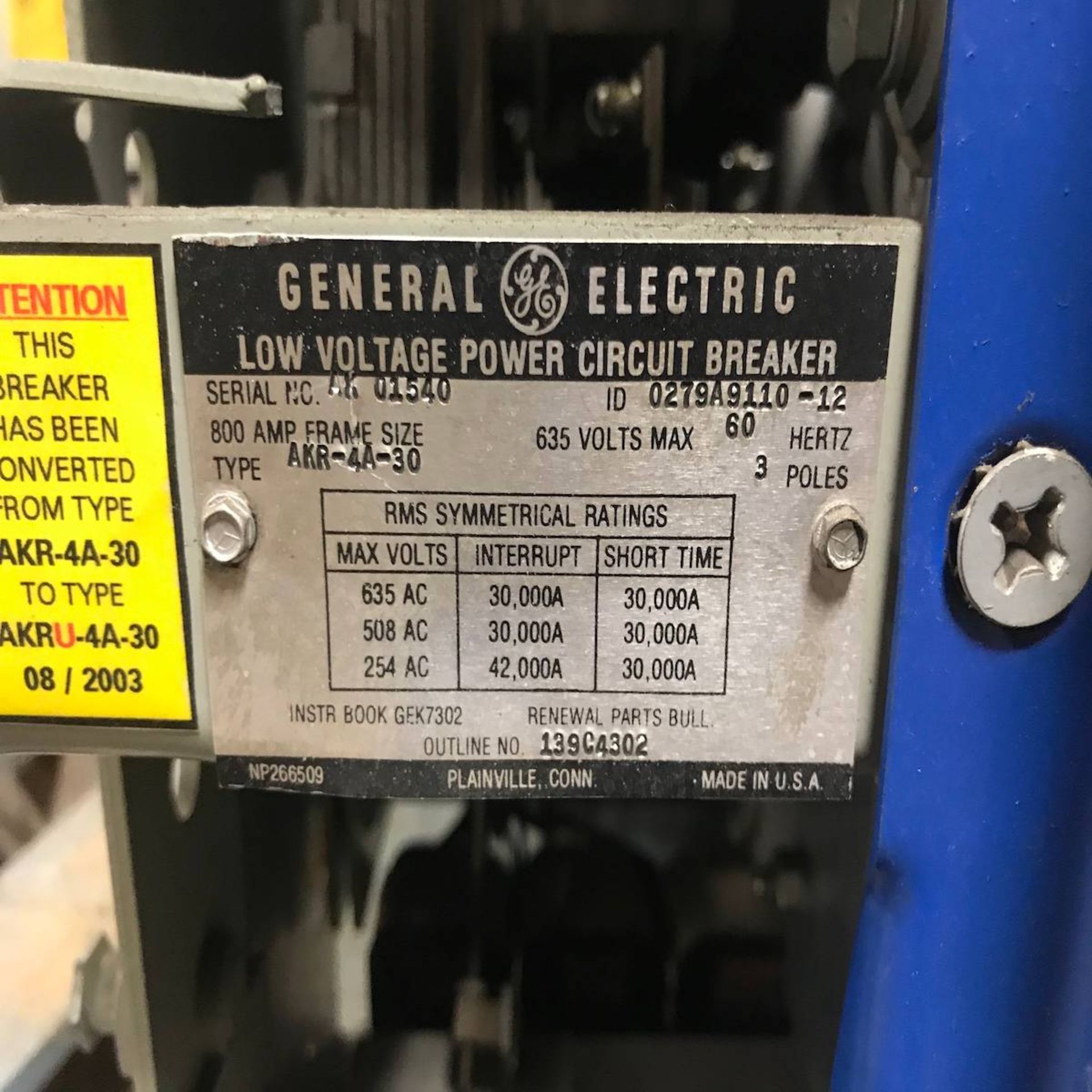General Electric AKR-4A-30 Low Voltage Power Circuit Breaker - Image 3 of 3