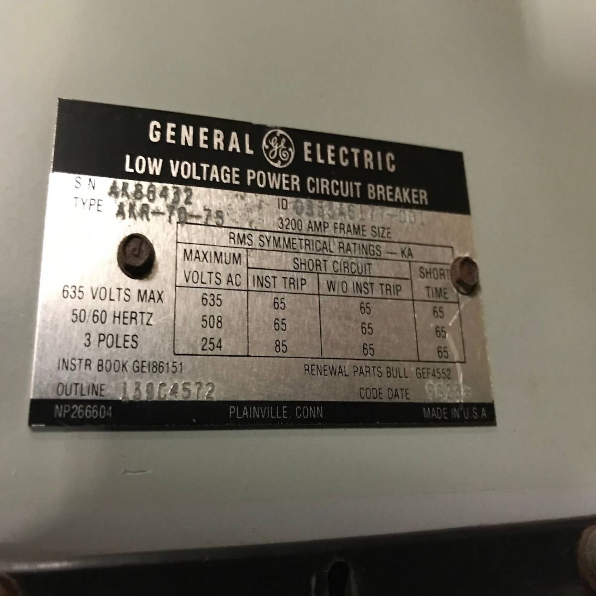 General Electric AKR-7D-75 Low Voltage Power Circuit Breaker - Image 3 of 3