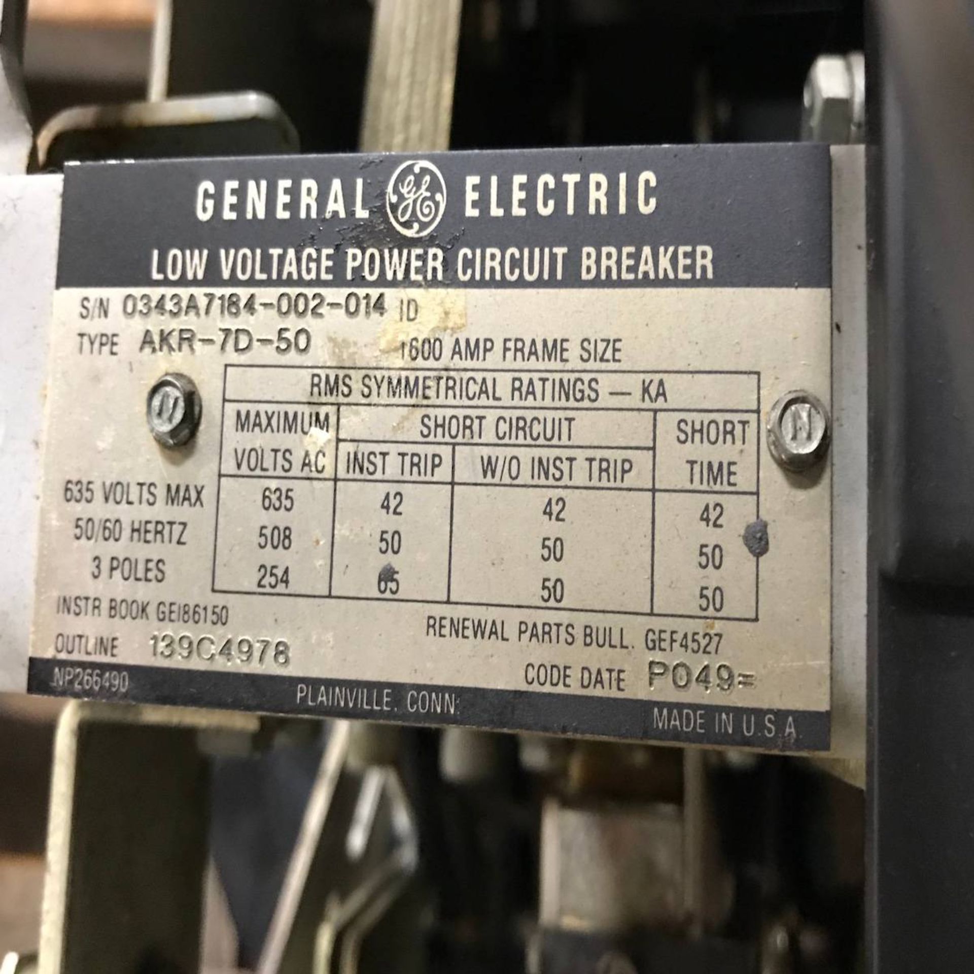 General Electric AKR-7D-75 Low Voltage Power Circuit Breaker - Image 4 of 5