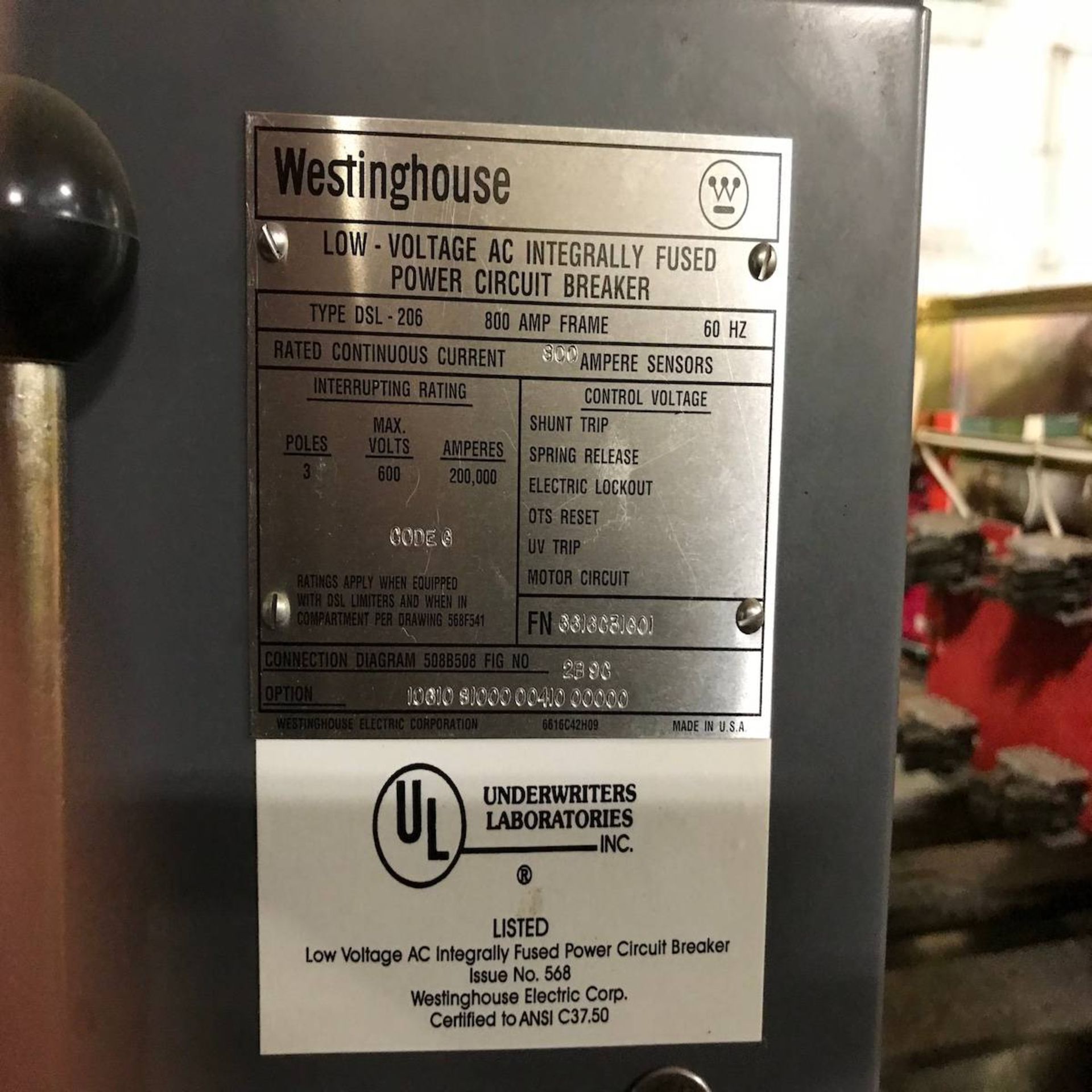 Westinghouse DSL-206 Low Voltage AC Integrally Fused Power Circuit Breaker - Image 4 of 4