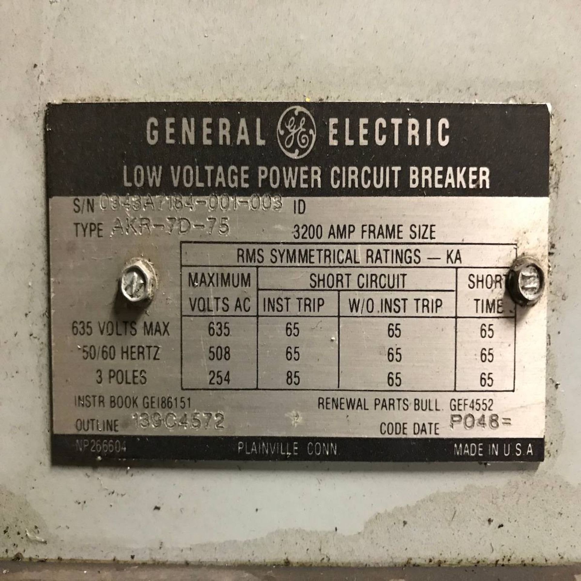 General Electric AKR-7D-75 Low Voltage Power Circuit Breaker - Image 3 of 3