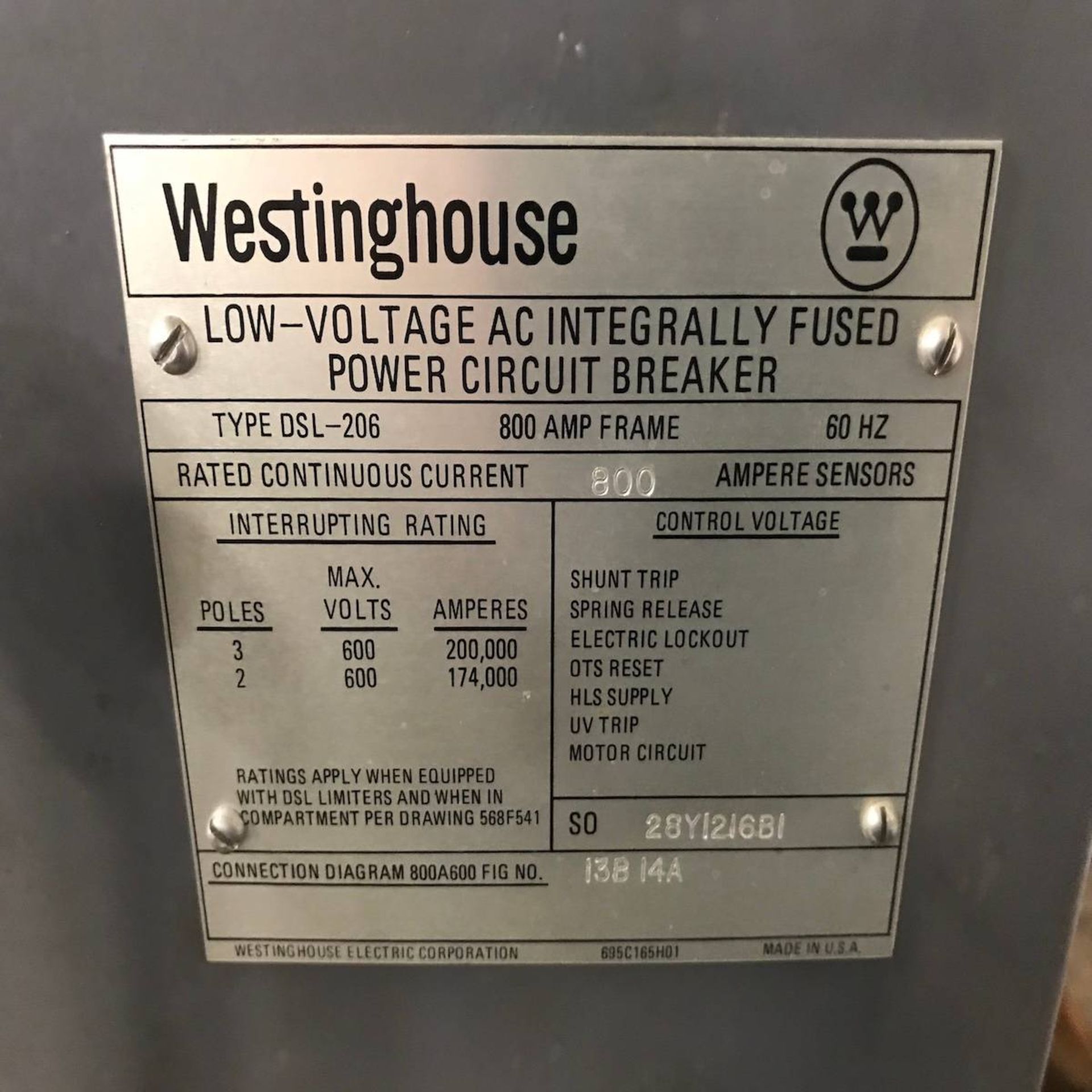 Westinghouse DSL-206 Low Voltage AC Integrally Fused Power Circuit Breaker - Image 3 of 3