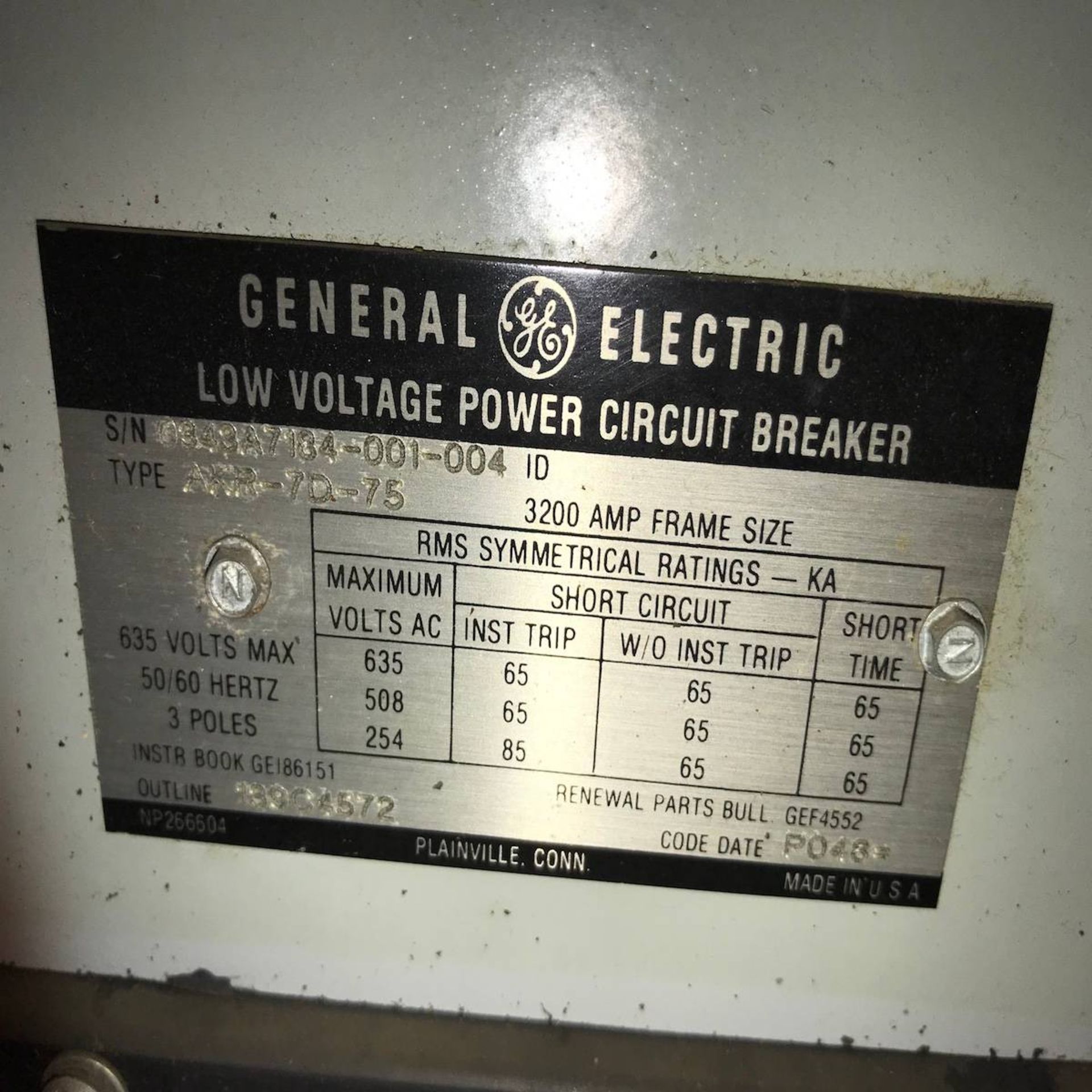 General Electric AKR-7D-75 Low Voltage Power Circuit Breaker - Image 3 of 3