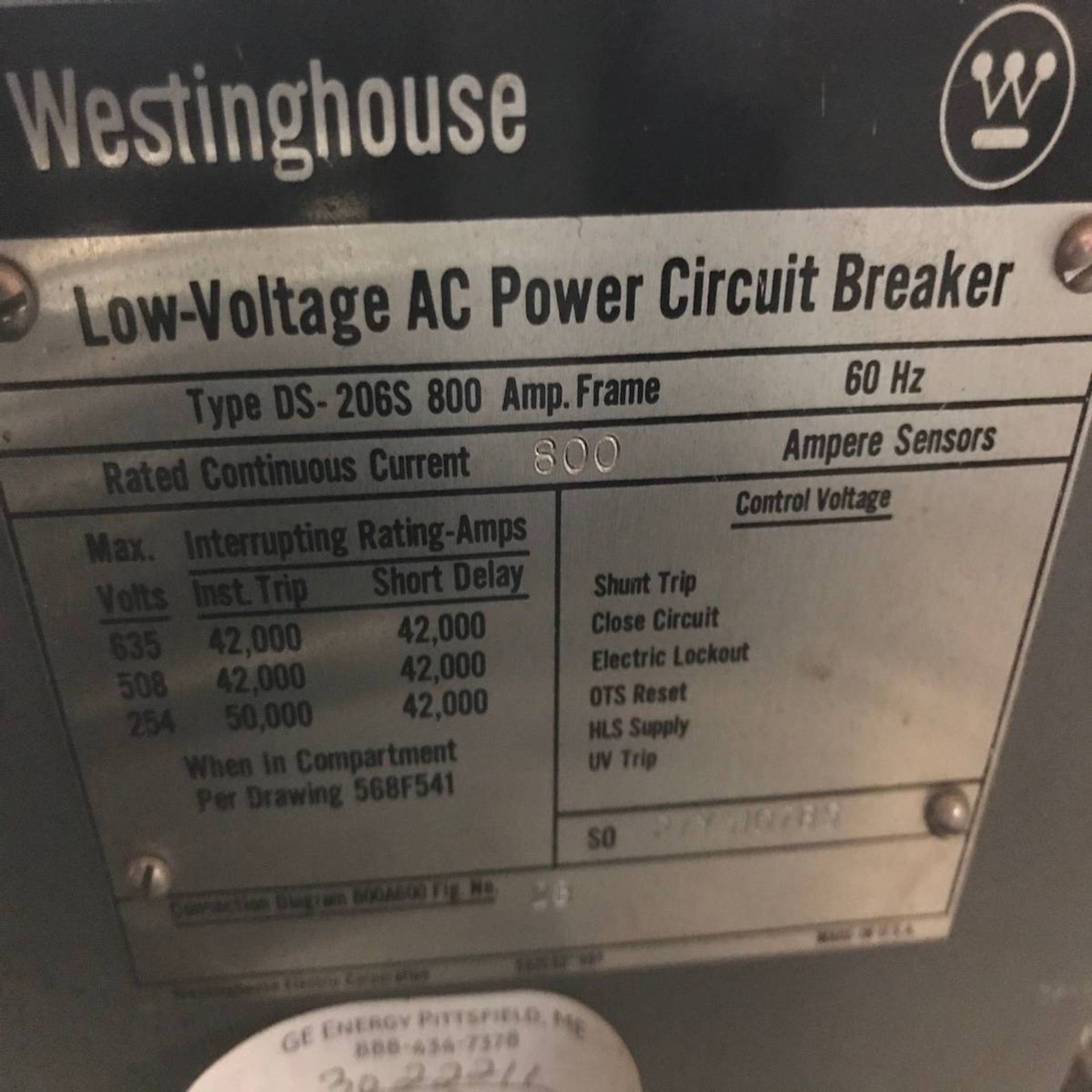 Westinghouse DSL-206 Low Voltage AC Power Circuit Breaker - Image 4 of 5