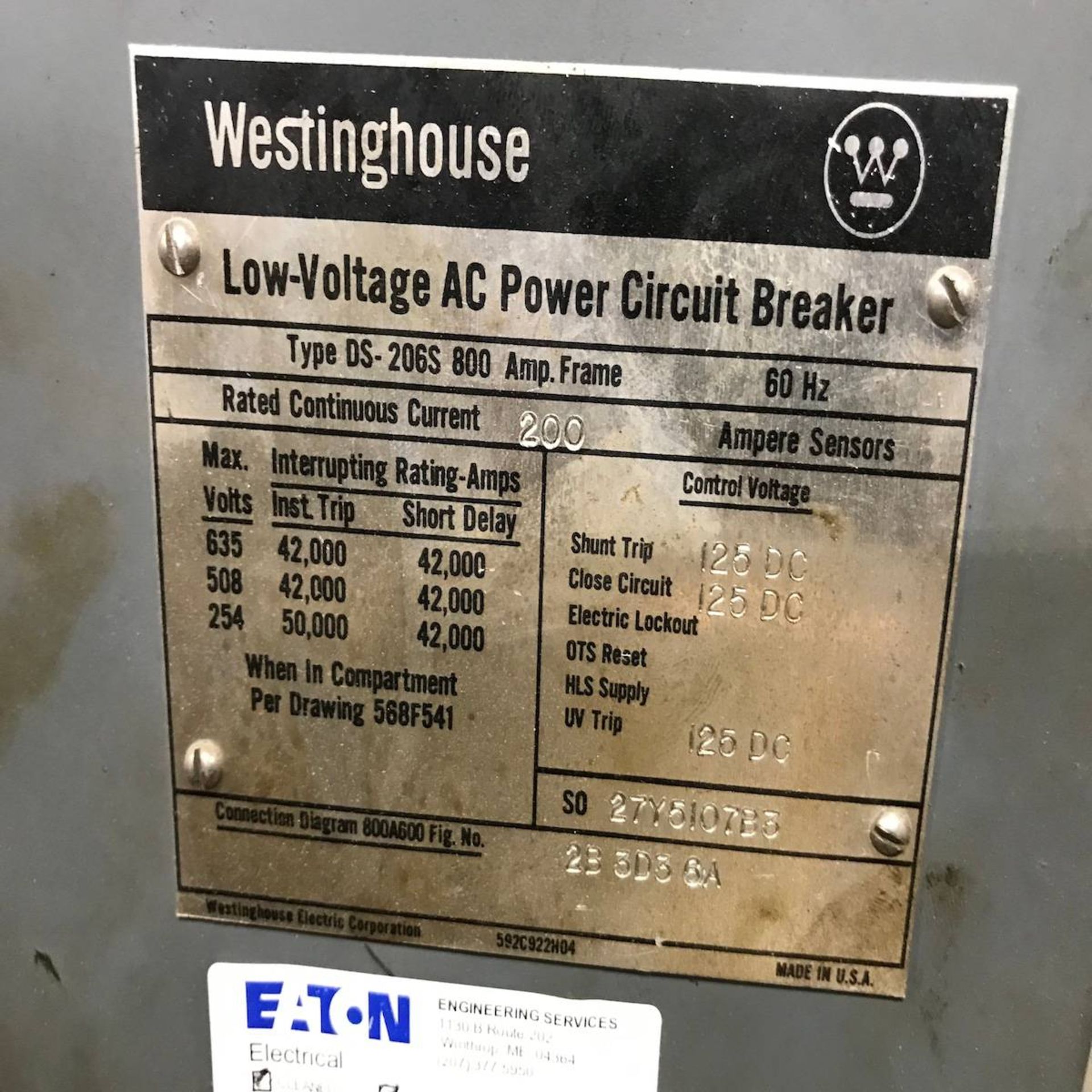 Westinghouse DSL-206 Low Voltage AC Power Circuit Breaker - Image 2 of 5