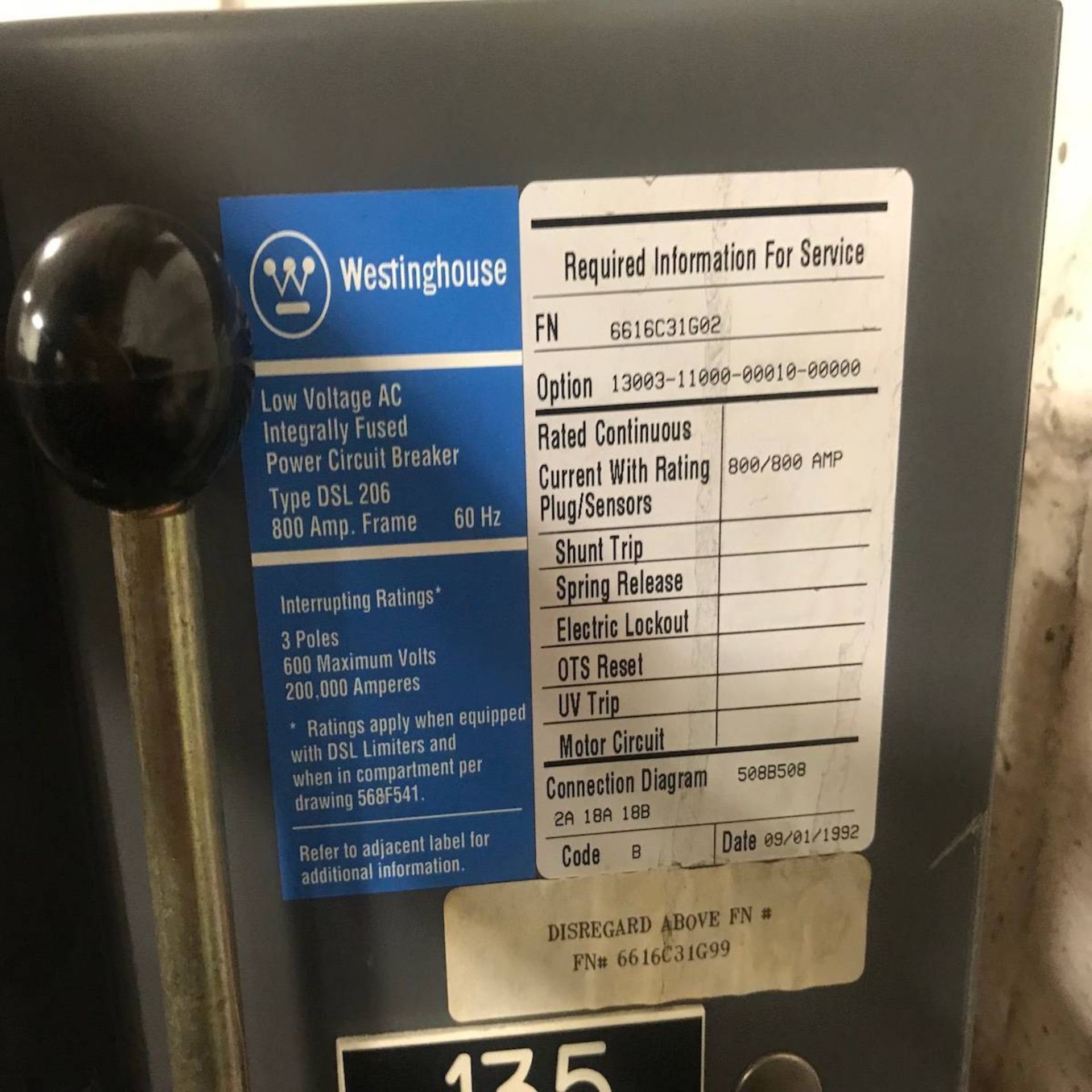 Westinghouse DSL-206 Low Voltage AC Integrally Fused Power Circuit Breaker - Image 3 of 4