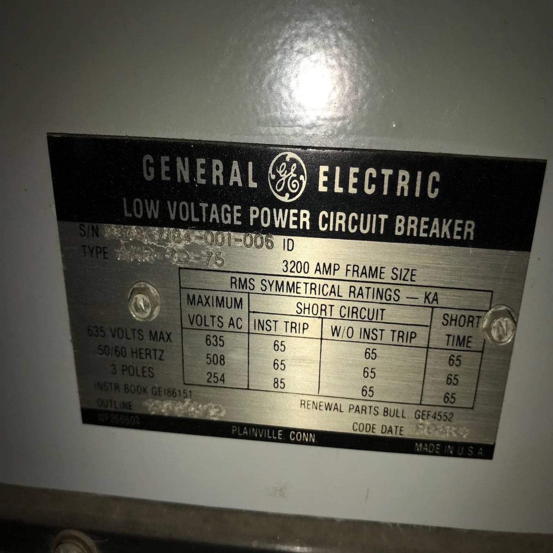 General Electric AKR-7D-75 Low Voltage Power Circuit Breaker - Image 3 of 3