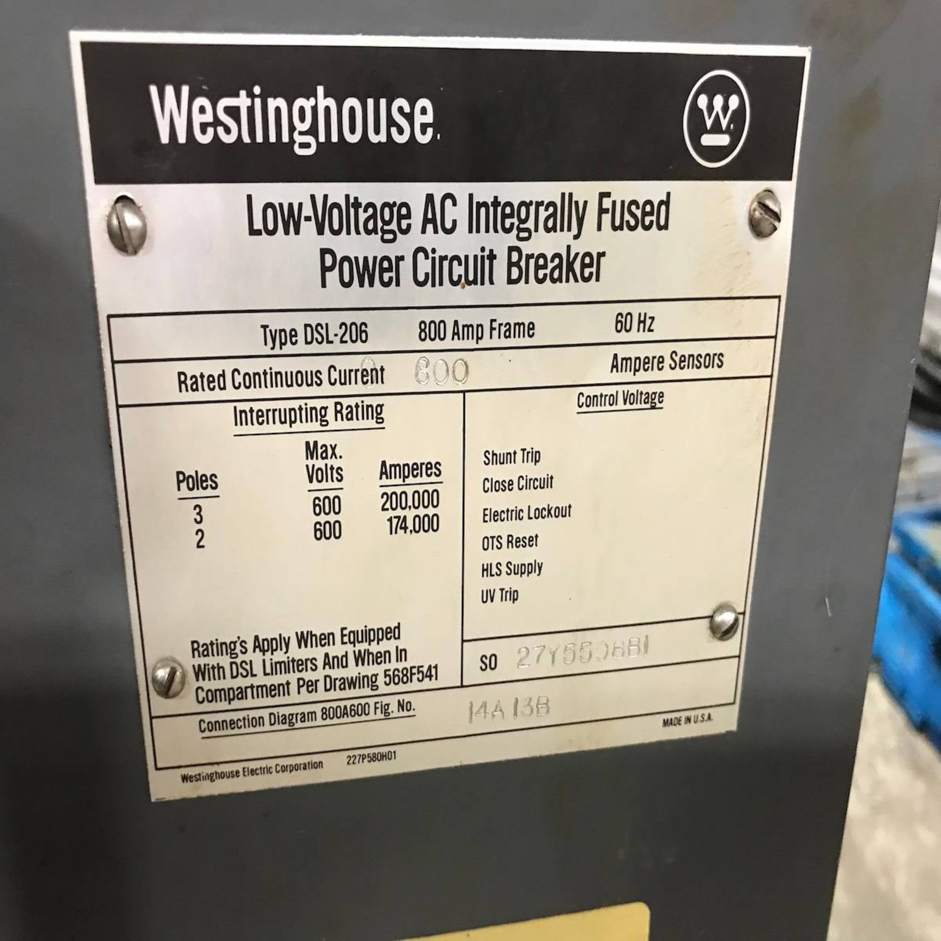 Westinghouse DSL-206 Low Voltage AC Integrally Fused Power Circuit Breaker - Image 4 of 4