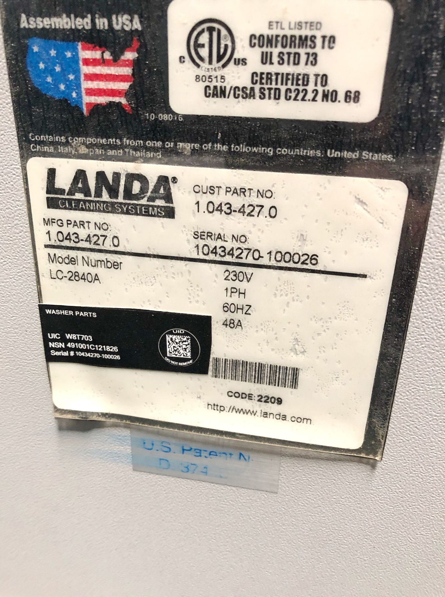 2009 Landa Front Loading Heated Parts Washer | 28" x 40", Located In: Huntington Park, CA - 8383HP - Image 10 of 12