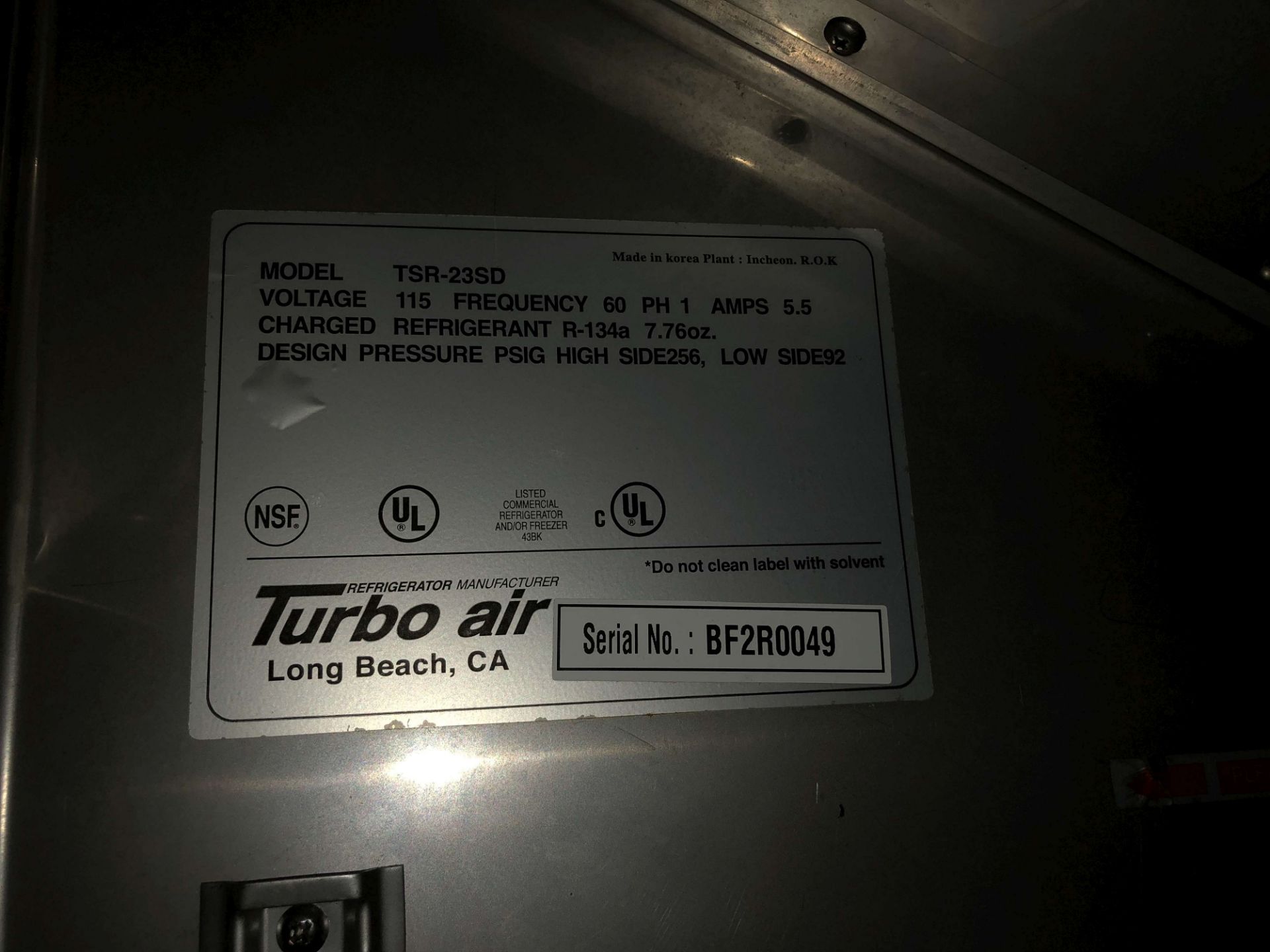 Turbo Air Deluxe Refirgerator, Model TSR-23SD [Located on 2nd Floor] - Image 4 of 4